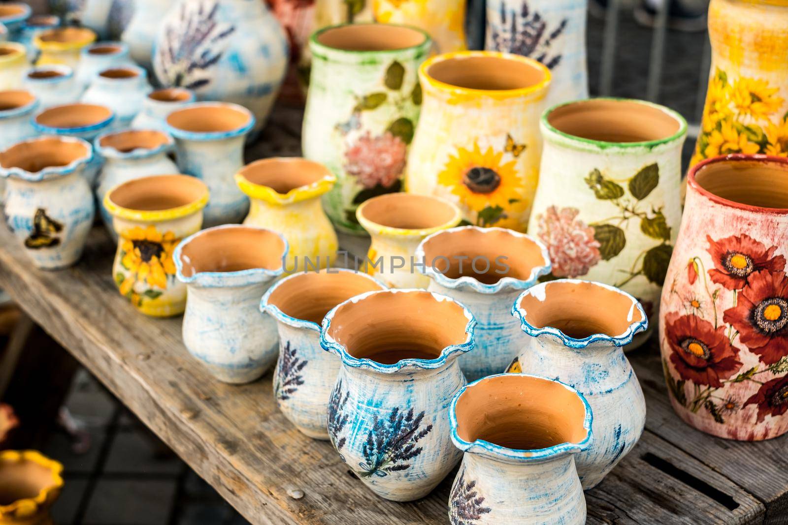 Sibiu City, Romania - 06 September 2020. Traditional Romanian handmade ceramics market at the potters fair from Sibiu, Romania by Roberto