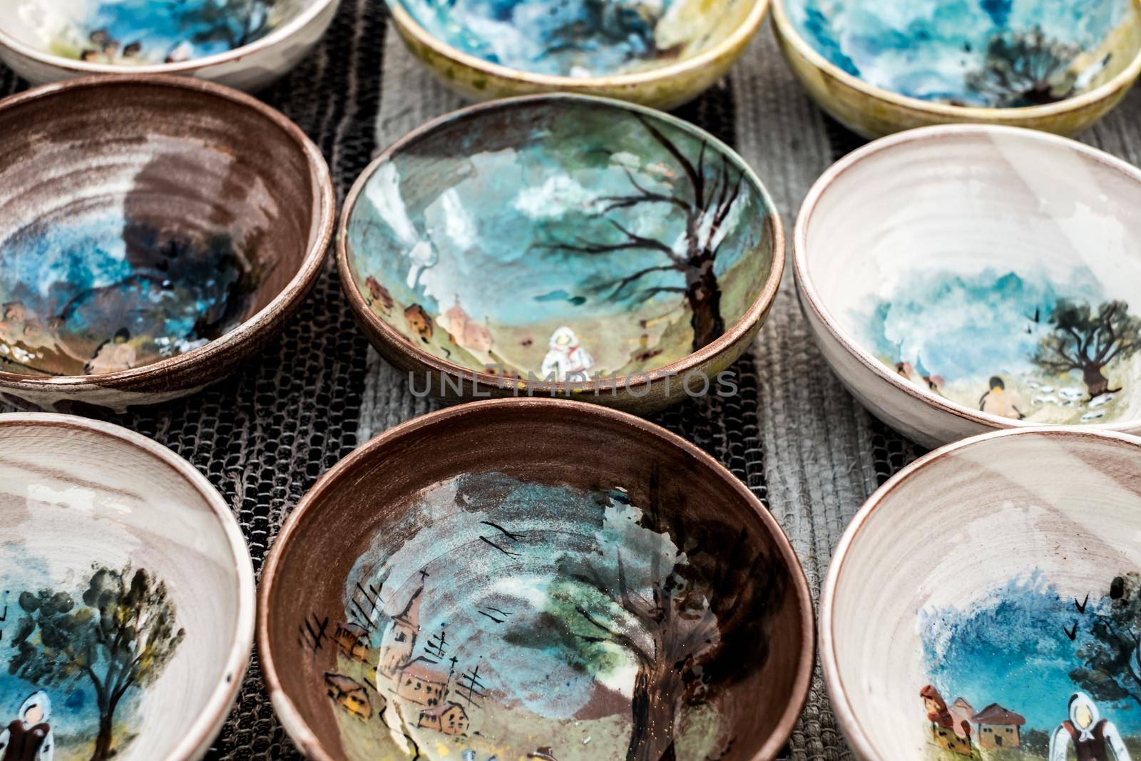 Sibiu City, Romania - 06 September 2020. Traditional Romanian handmade ceramics market at the potters fair from Sibiu, Romania by Roberto