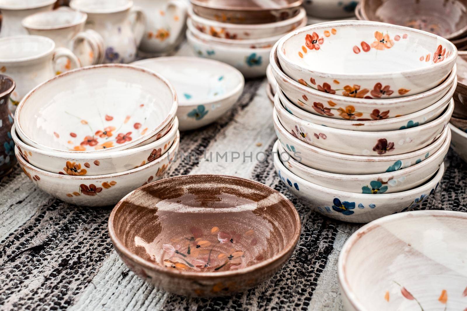 Sibiu City, Romania - 06 September 2020. Traditional Romanian handmade ceramics market at the potters fair from Sibiu, Romania by Roberto