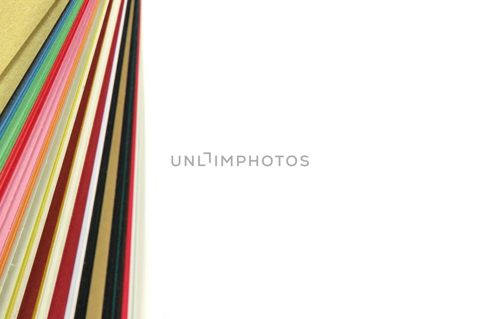 Sheets of colored paper on white background