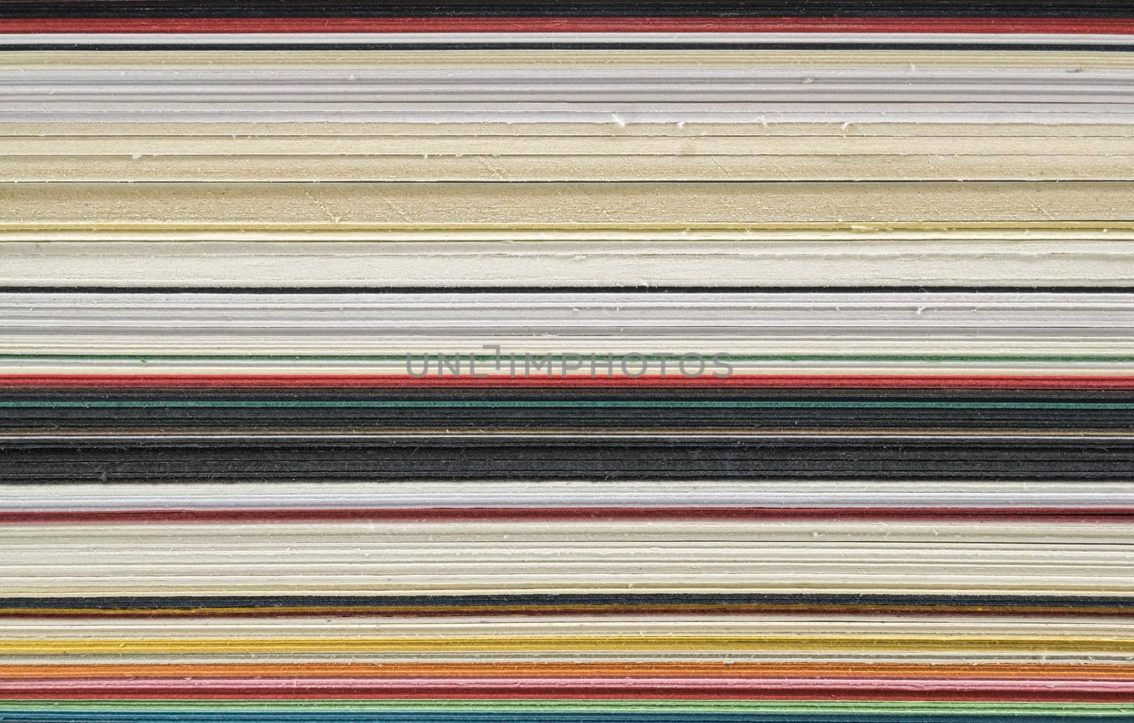 Sheets of colored paper, close view