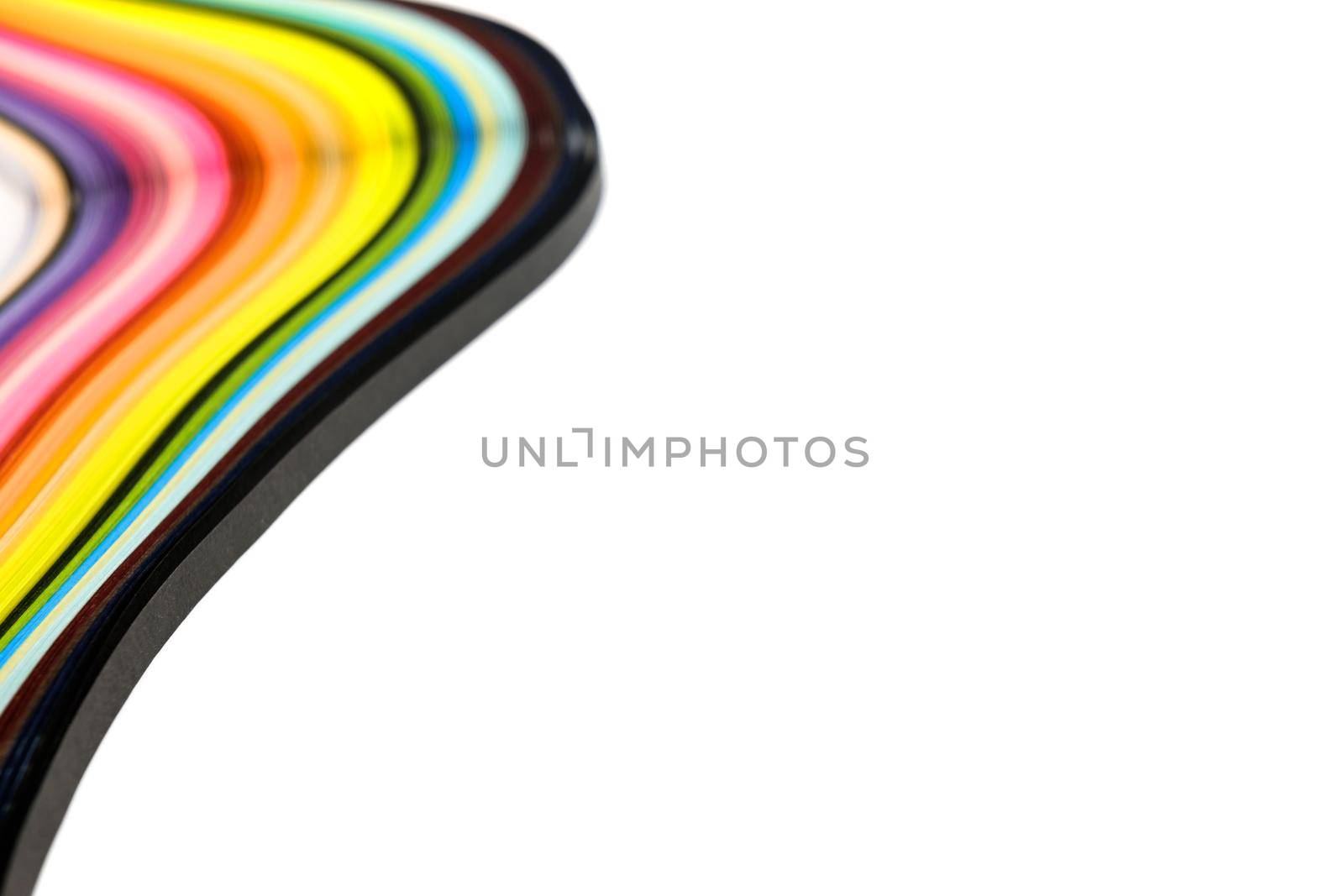 Abstract color wave curl rainbow strip paper on white background