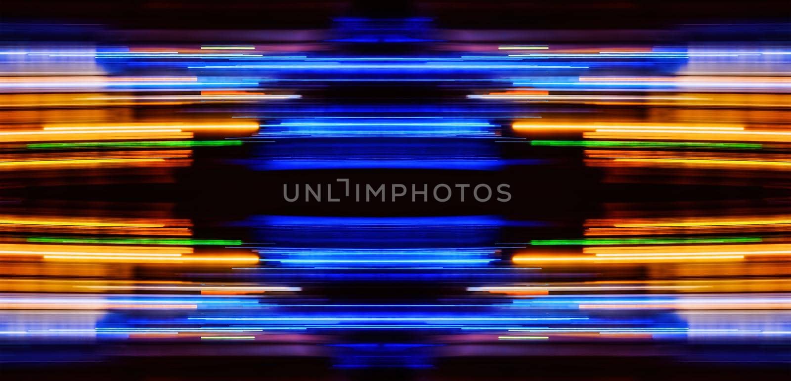 Abstract Rainbow light trails on the dark background by Roberto