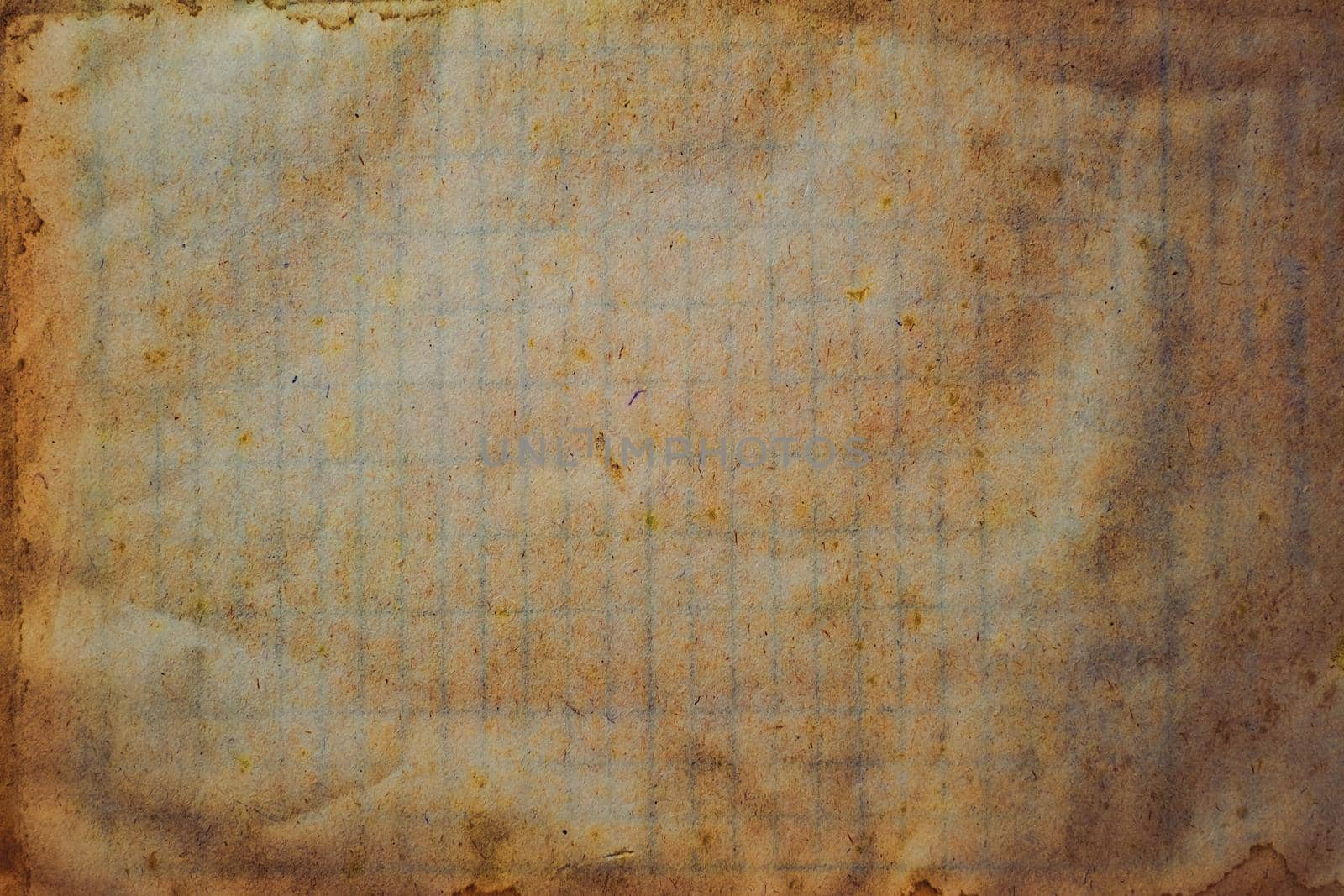 Aging, worn paper with water stains and rough edges