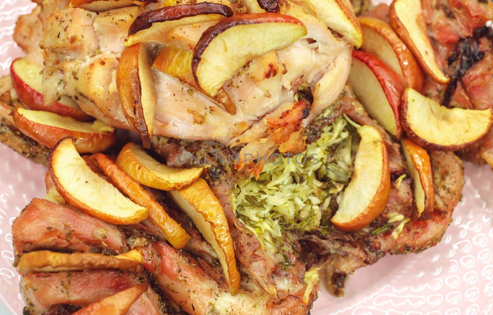 baked chicken with fruits and vegetables