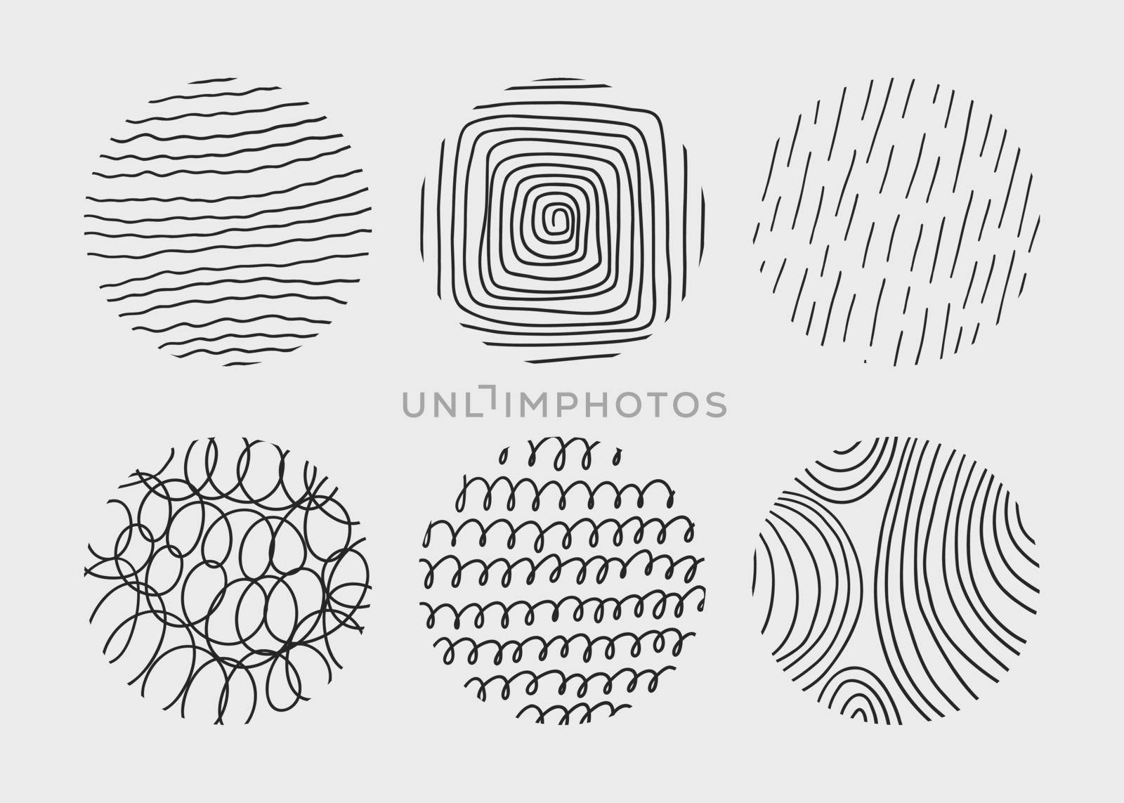 Circle creative minimalism contemporary artwork. Hand drawn doodle shapes. by Elena_Garder