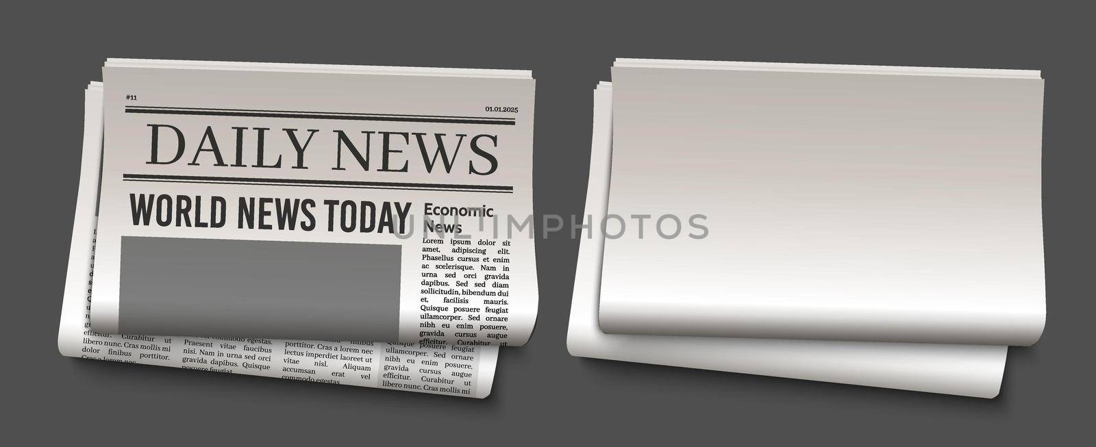 Newspaper headline template. News paper headline vector mockup. Tabloid journal simple background. Newsprint modern style.