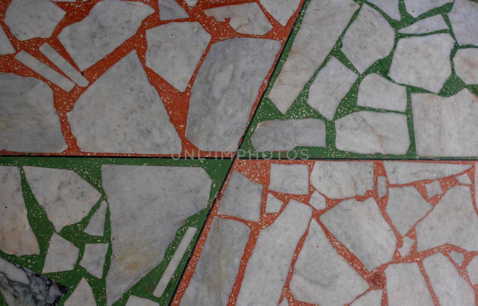 Cool seamless terrazzo pattern of marble-mosaic natural concrete floor. Trendy texture for flooring and facades. Colorful hand made template with beautiful natural stones.