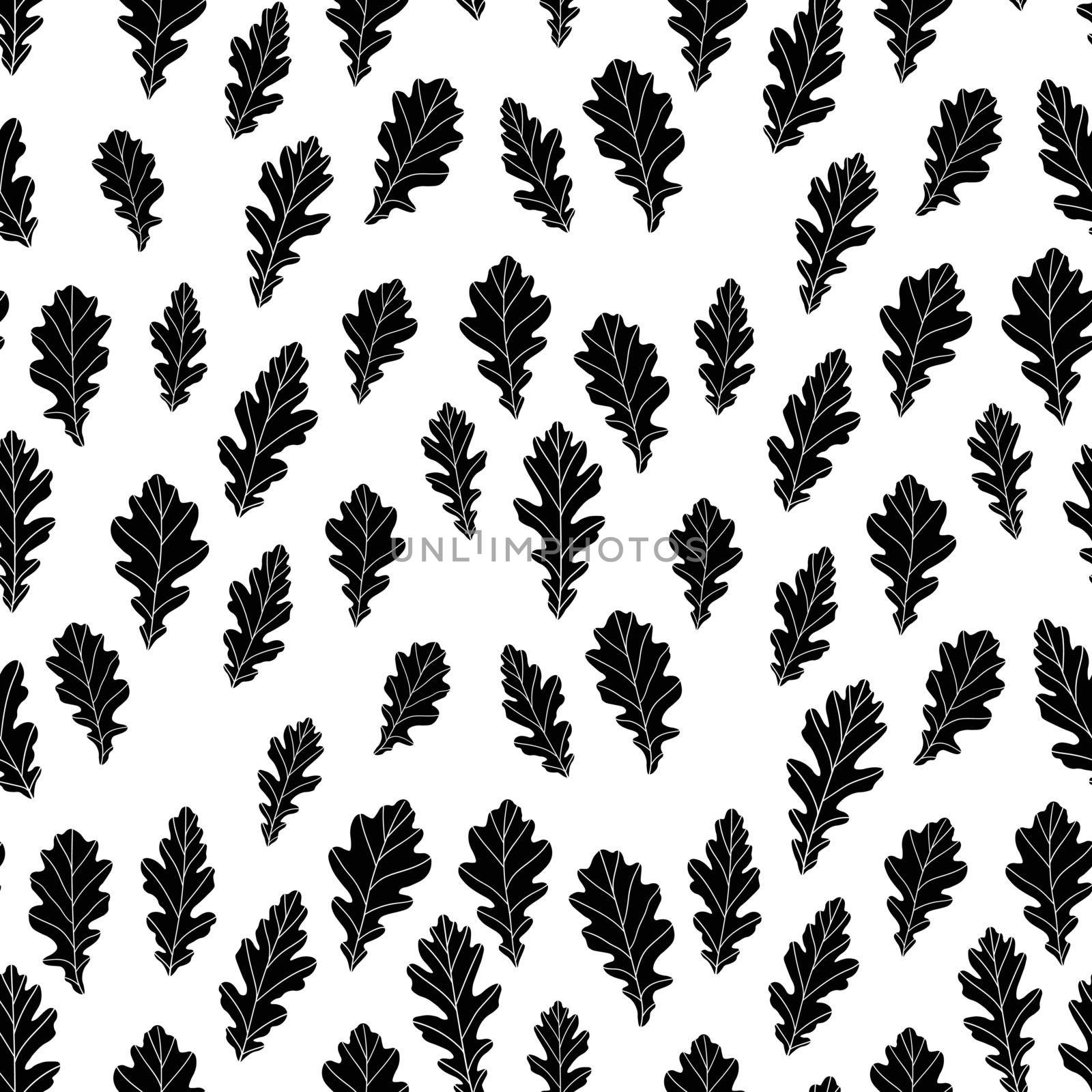 Floral seamless pattern with monochrome exotic leaves, modern background. Tropic black and white branches. Fashion vector stock illustration for wallpaper, posters, card, fabric, textile by allaku