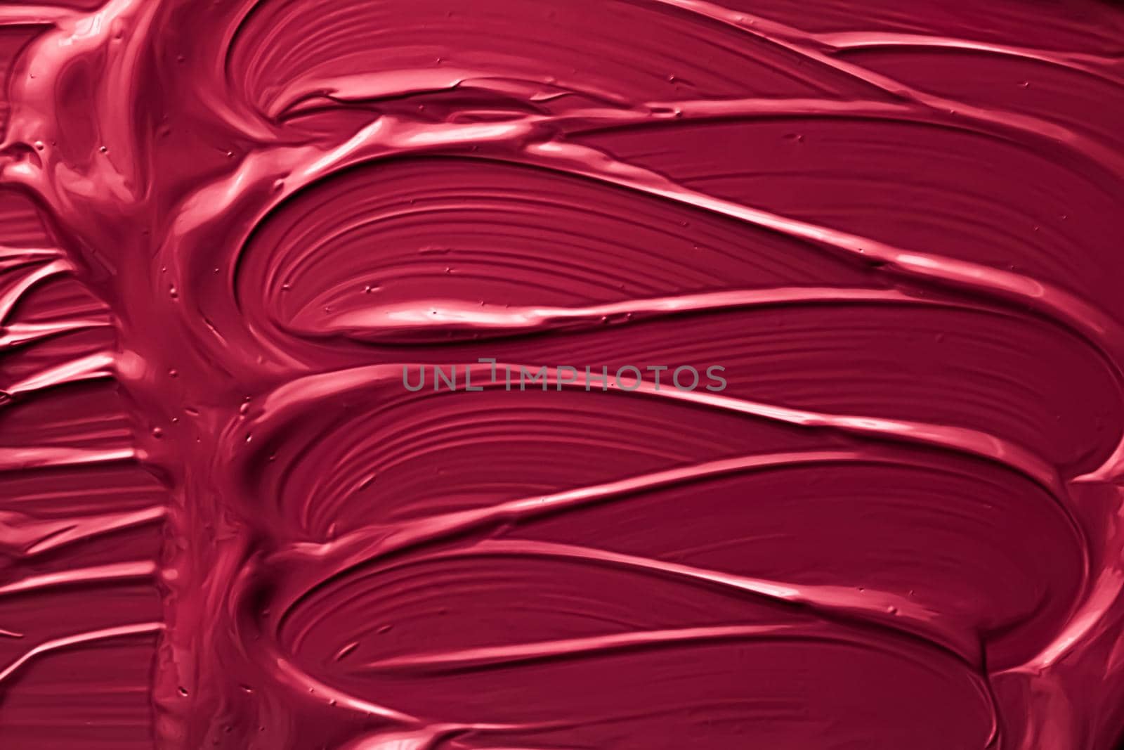 Red lipstick or lip gloss texture as cosmetic background, makeup and beauty cosmetics product for luxury brand, holiday flatlay backdrop or abstract wall art and paint strokes.