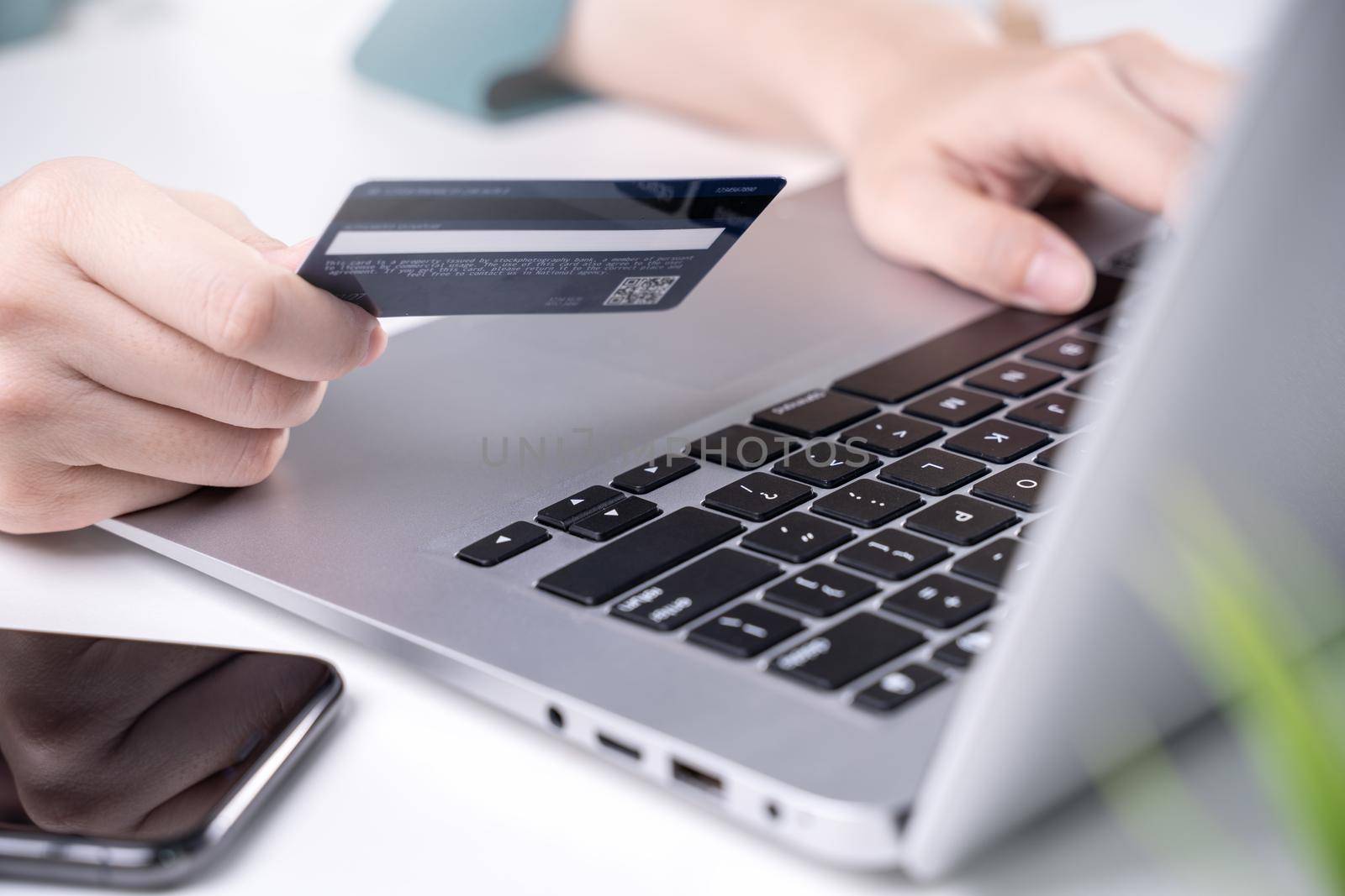 Online stay home shopping electronic payment with credit card