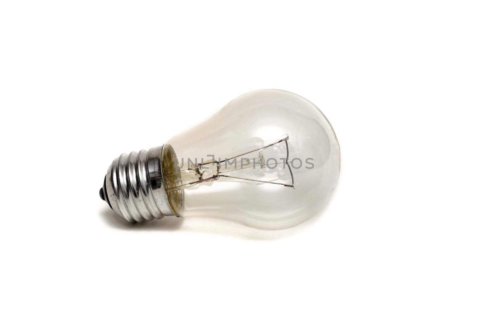 The Glass bulb close up, isolate on a white background