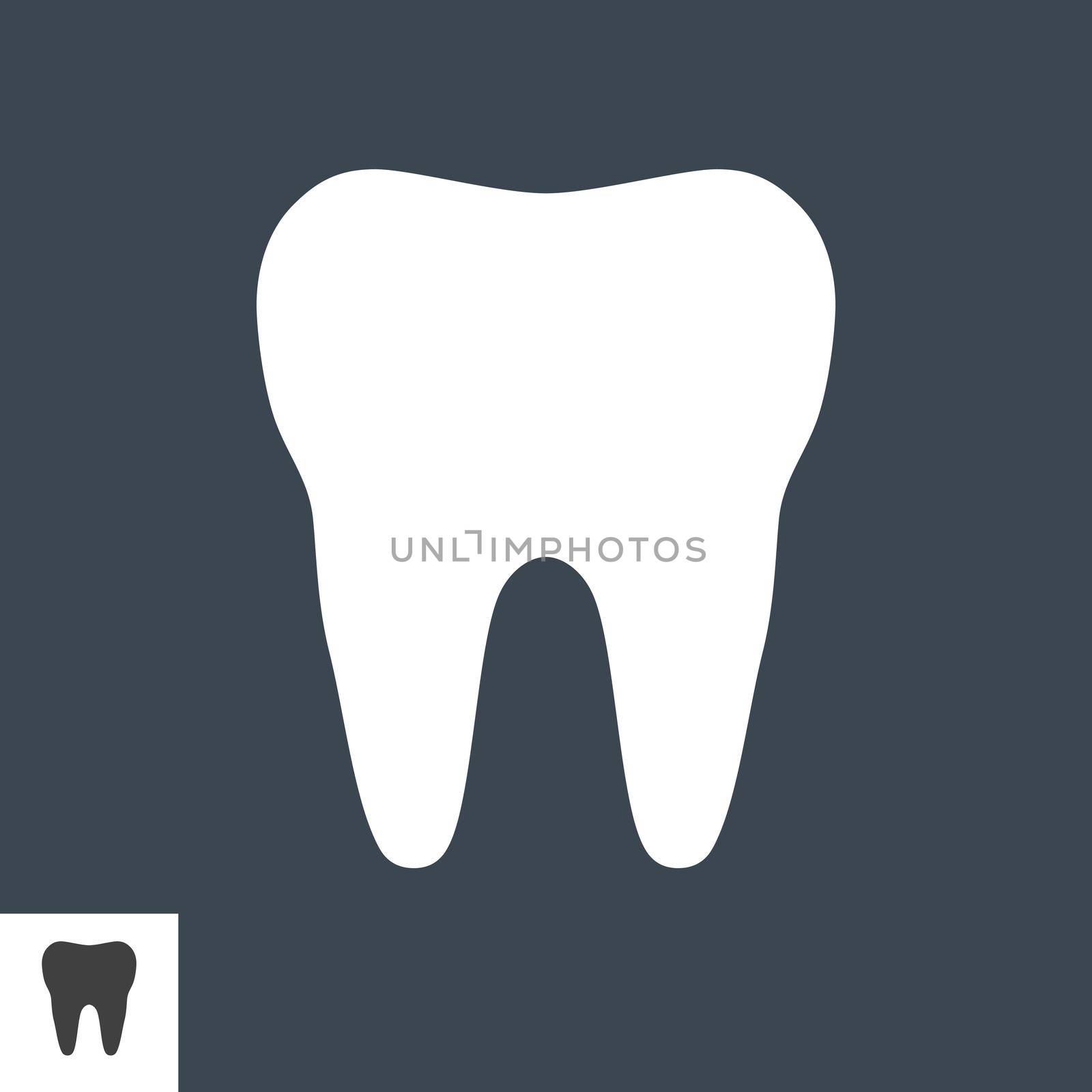 Tooth Glyph Vector Icon. Isolated on the Black Background. Editable EPS file. Vector illustration.