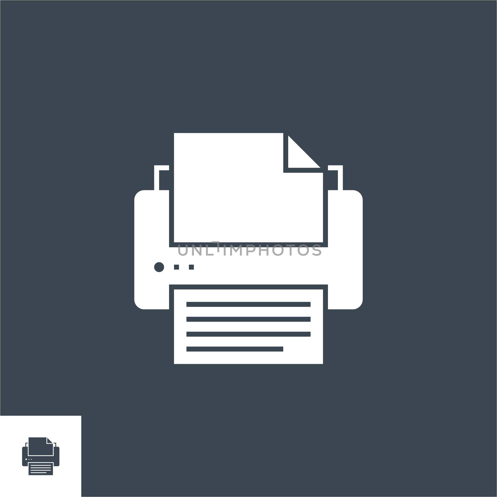 Printer related vector glyph icon. Isolated on black background. Vector illustration.