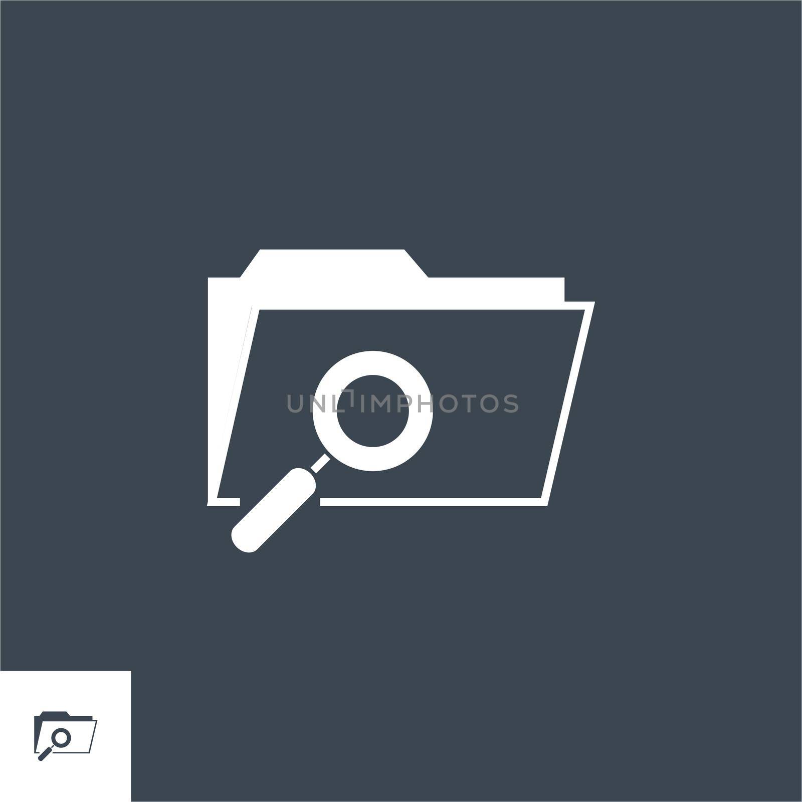 Search Folder related vector glyph icon. Isolated on black background. Vector illustration.