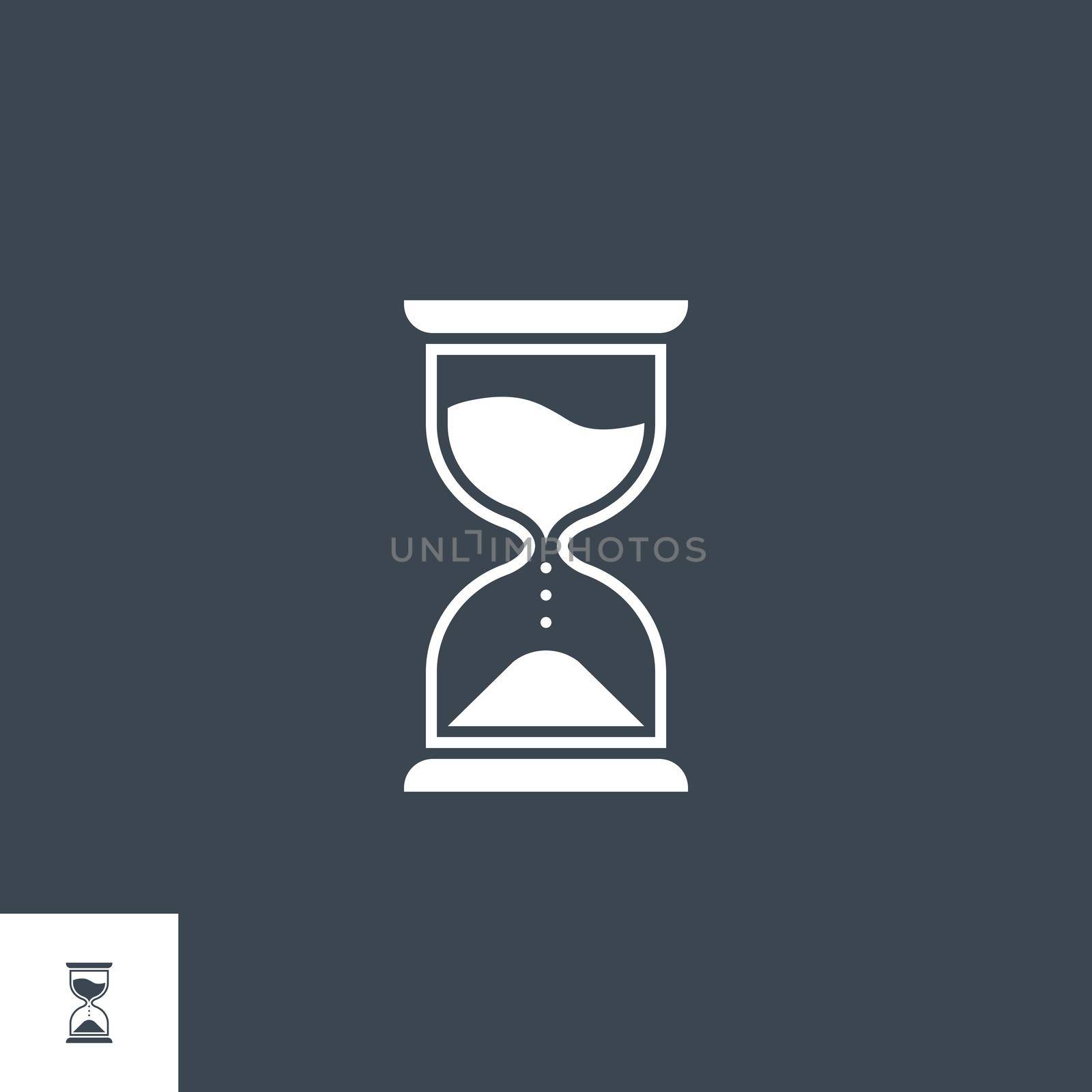 Hourglass related vector glyph icon. Isolated on black background. Vector illustration.
