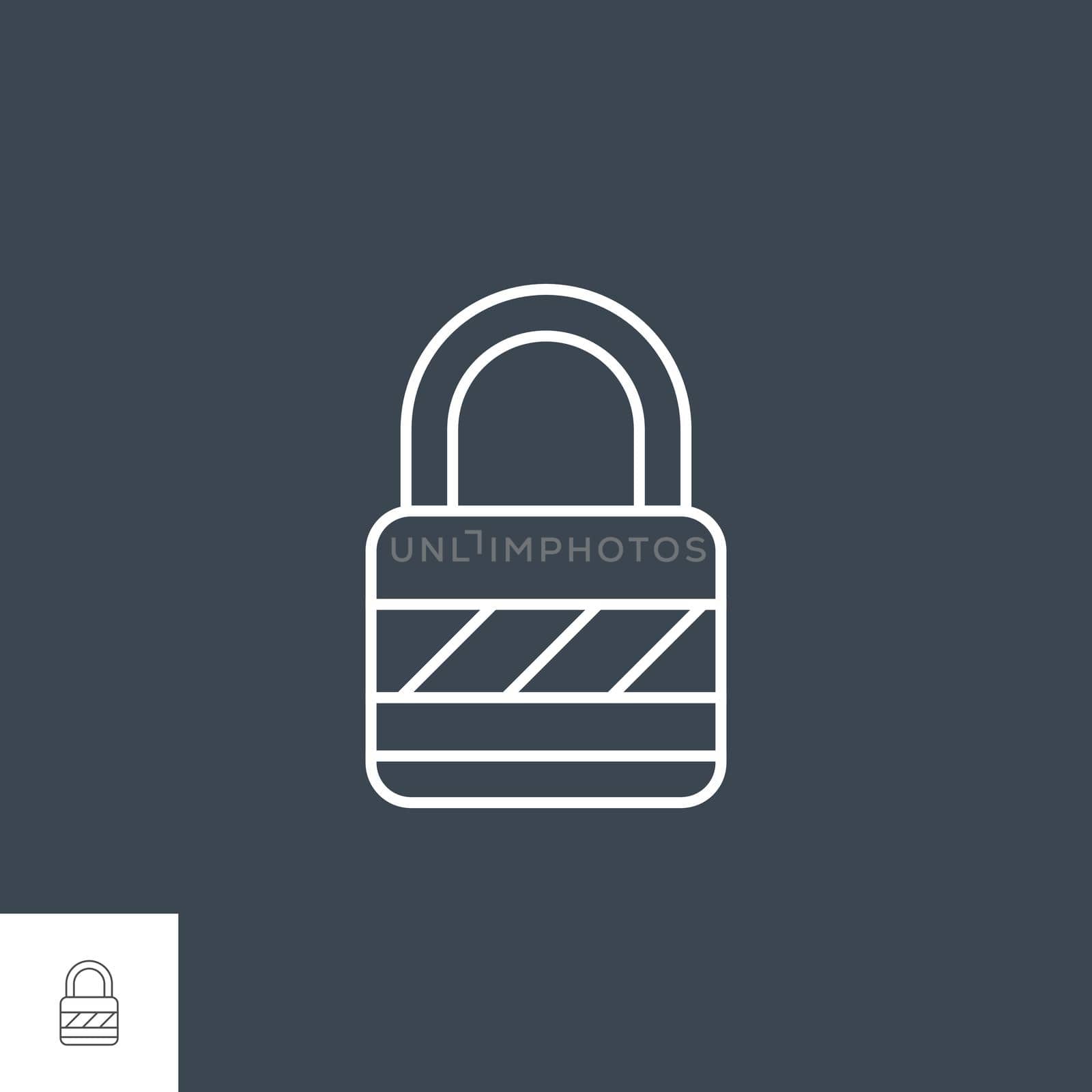 Padlock Related Vector Thin Line Icon. Isolated on Black Background. Editable Stroke. Vector Illustration.