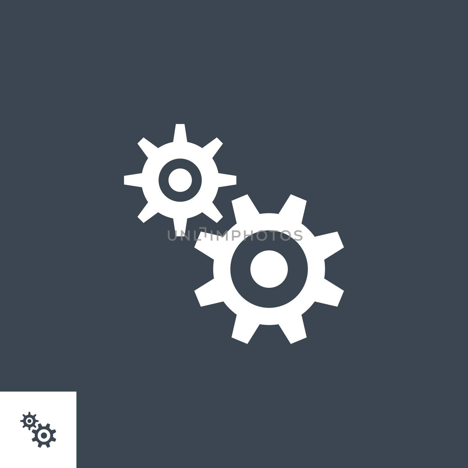 Gear related vector glyph icon. Isolated on black background. Vector illustration.