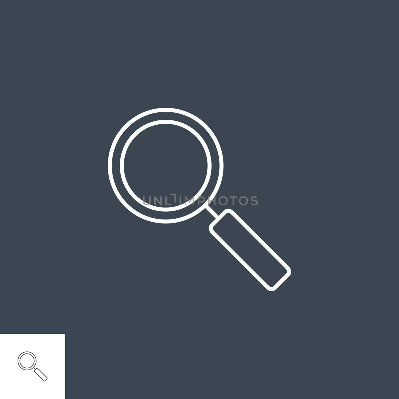 Search Related Vector Thin Line Icon. Isolated on Black Background. Editable Stroke. Vector Illustration.