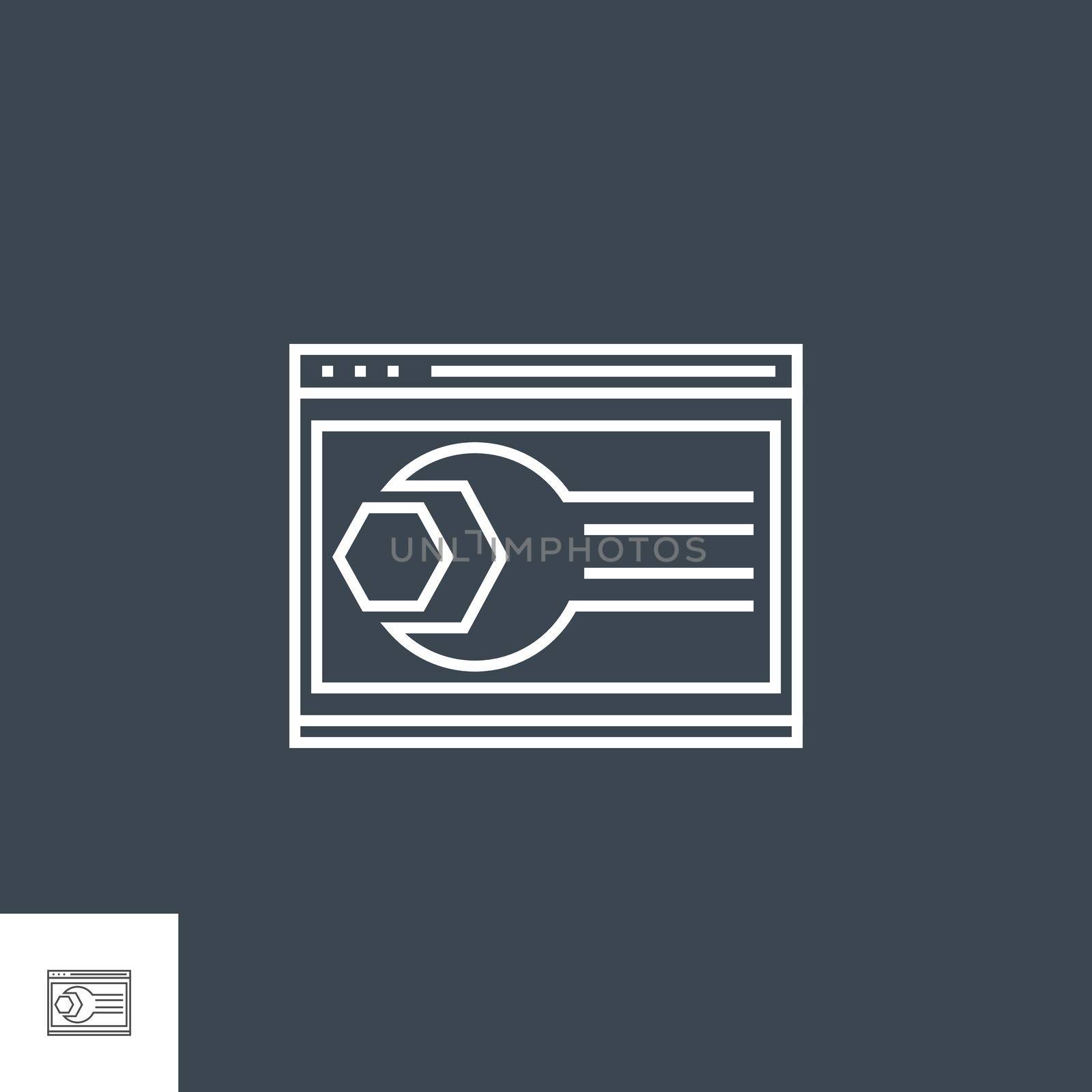 Website Optimization Related Vector Thin Line Icon. Isolated on Black Background. Editable Stroke. Vector Illustration.