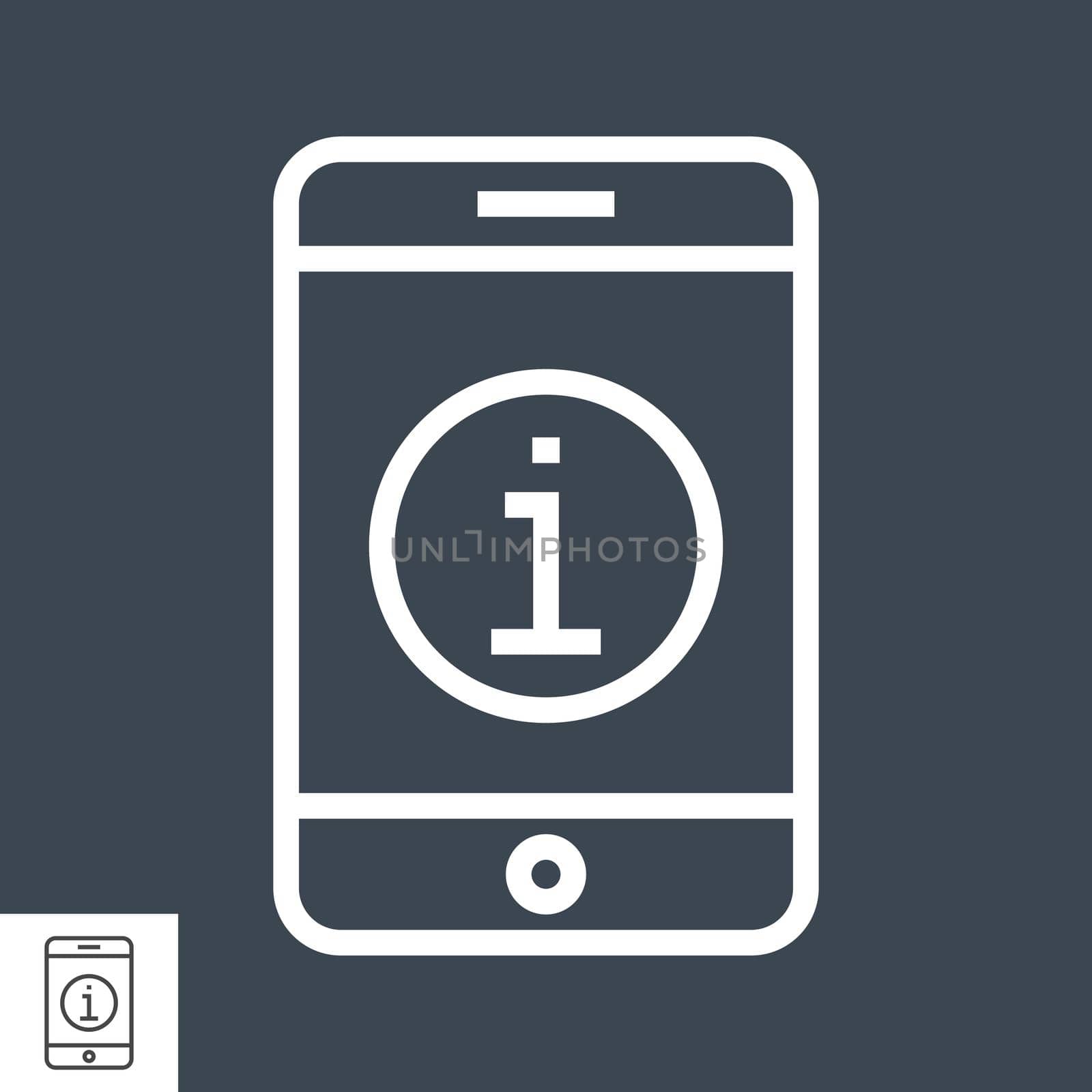 Smartphone with Info Sign Thin Line Vector Icon. Flat icon isolated on the black background. Editable EPS file. Vector illustration.
