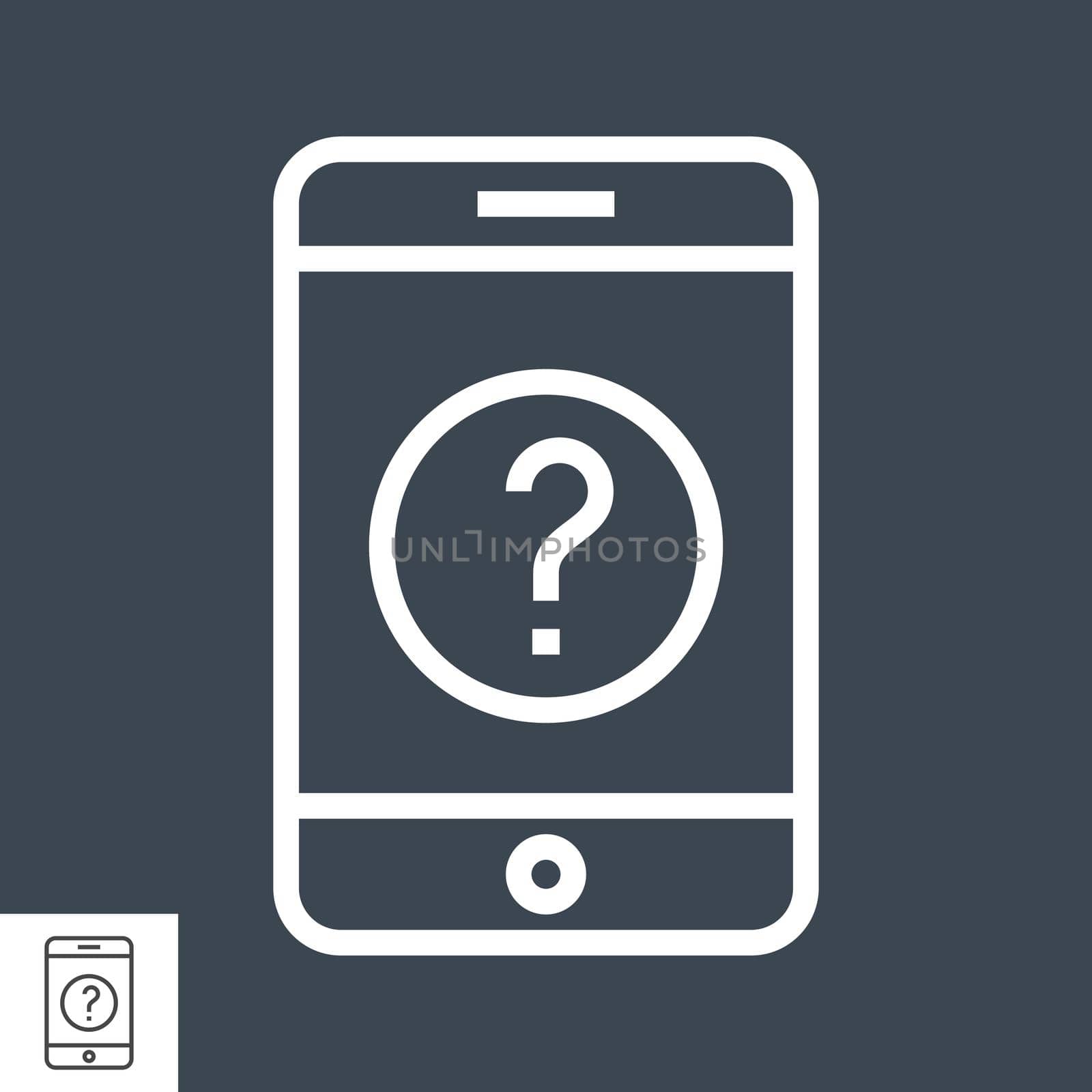 Smartphone with Question Mark Thin Line Vector Icon. Flat icon isolated on the black background. Editable EPS file. Vector illustration.