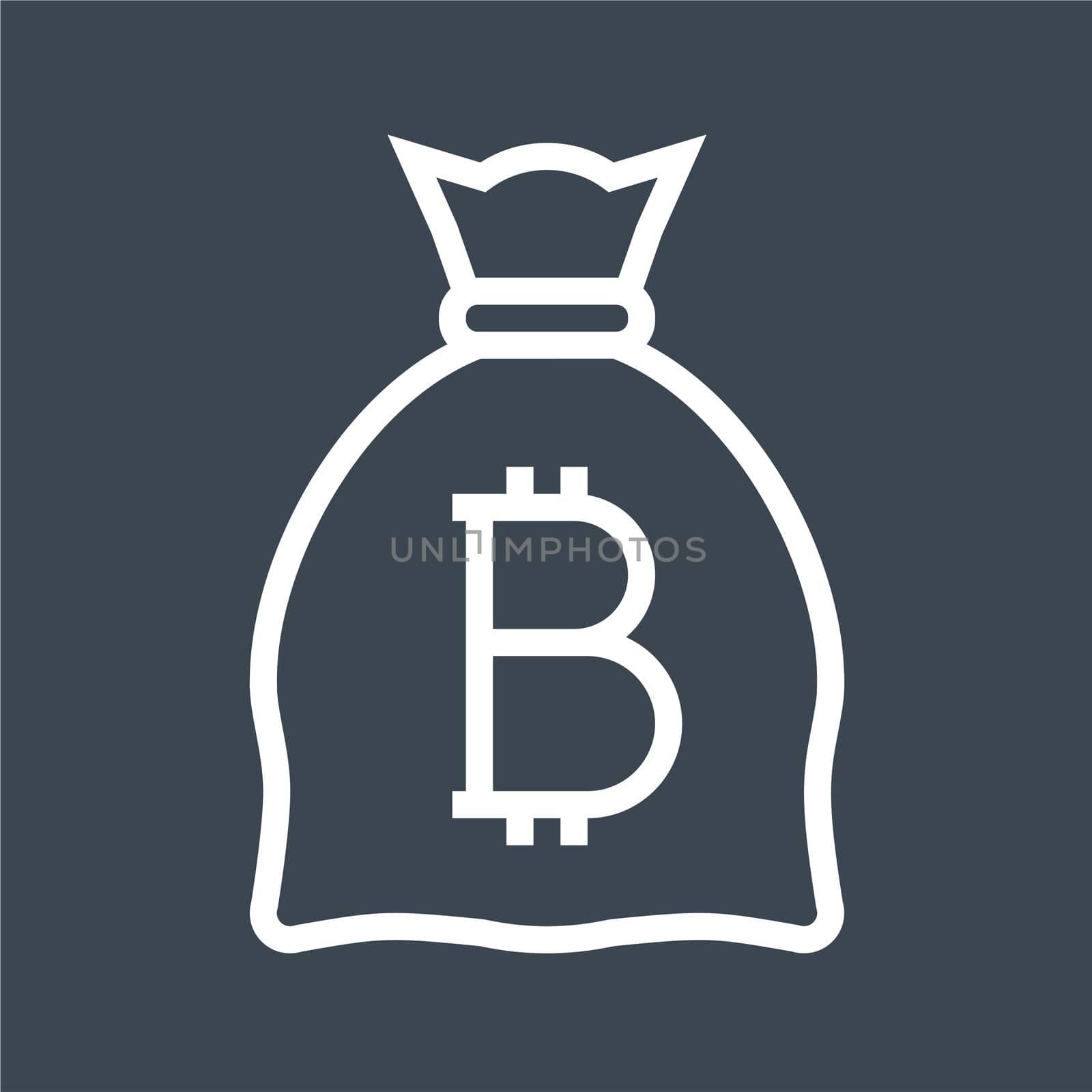 Money Bag with Bitcoin Thin Line Vector Icon by smoki