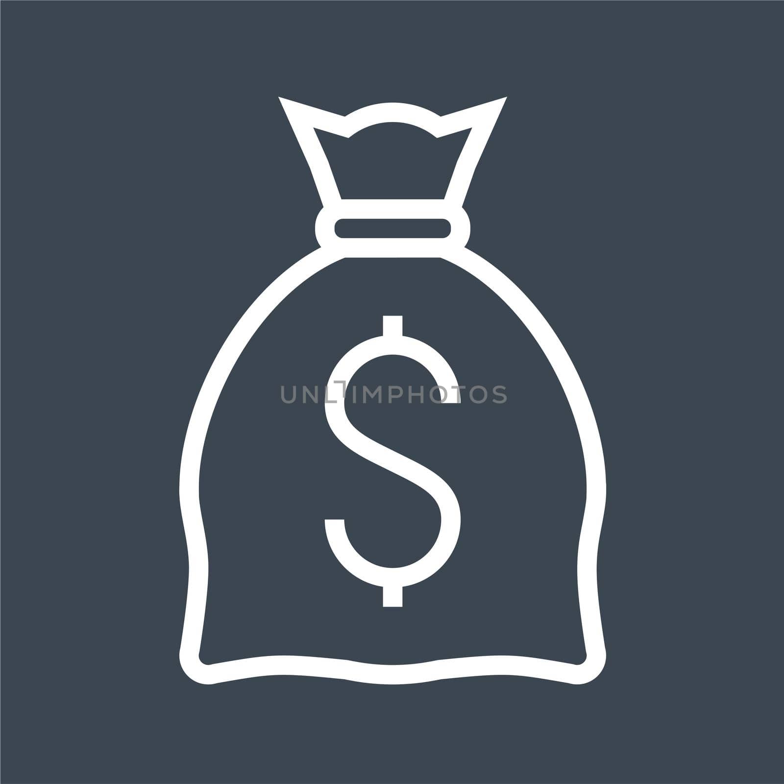 Money Bag with Dollar Thin Line Vector Icon by smoki