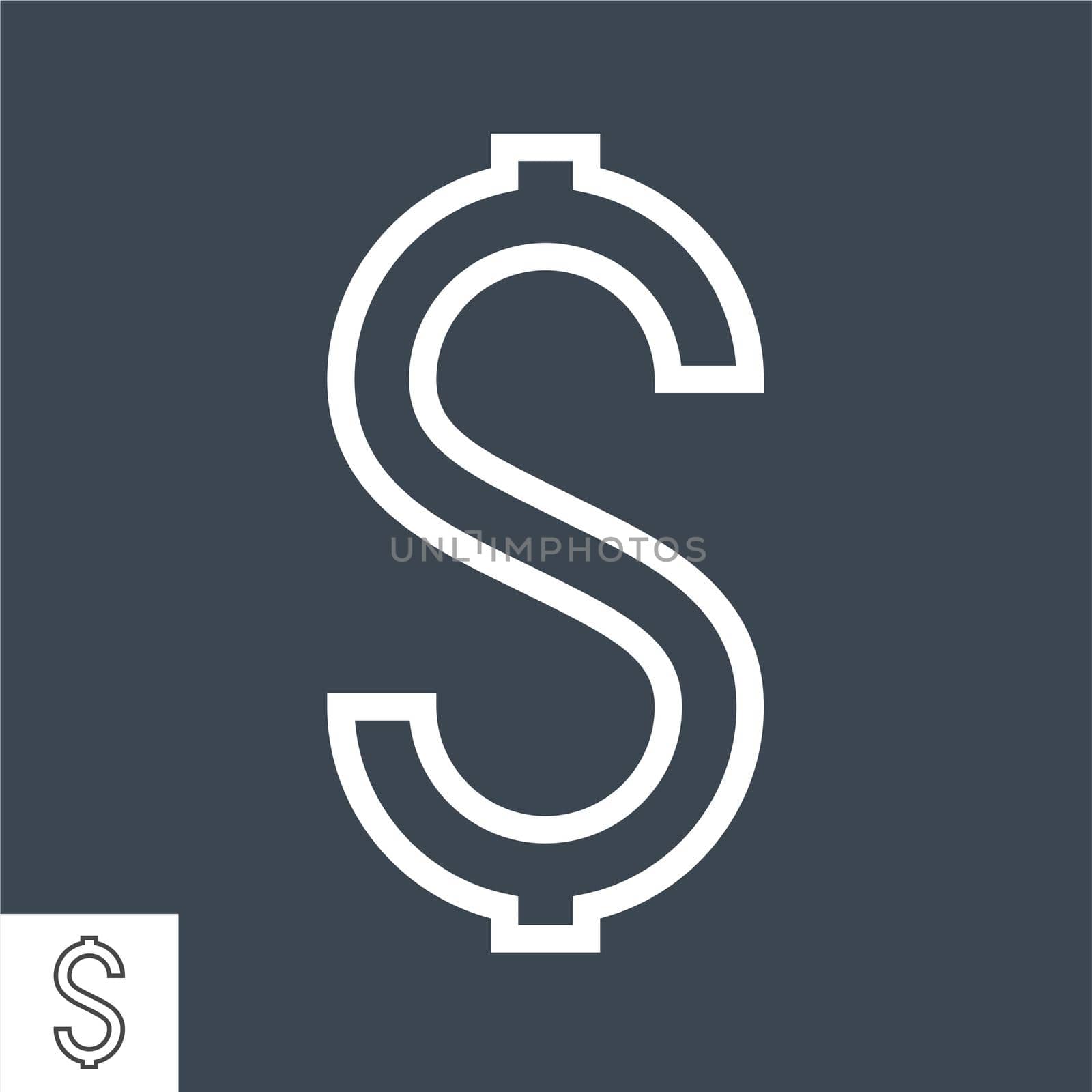 Dollar Sign Thin Line Vector Icon by smoki