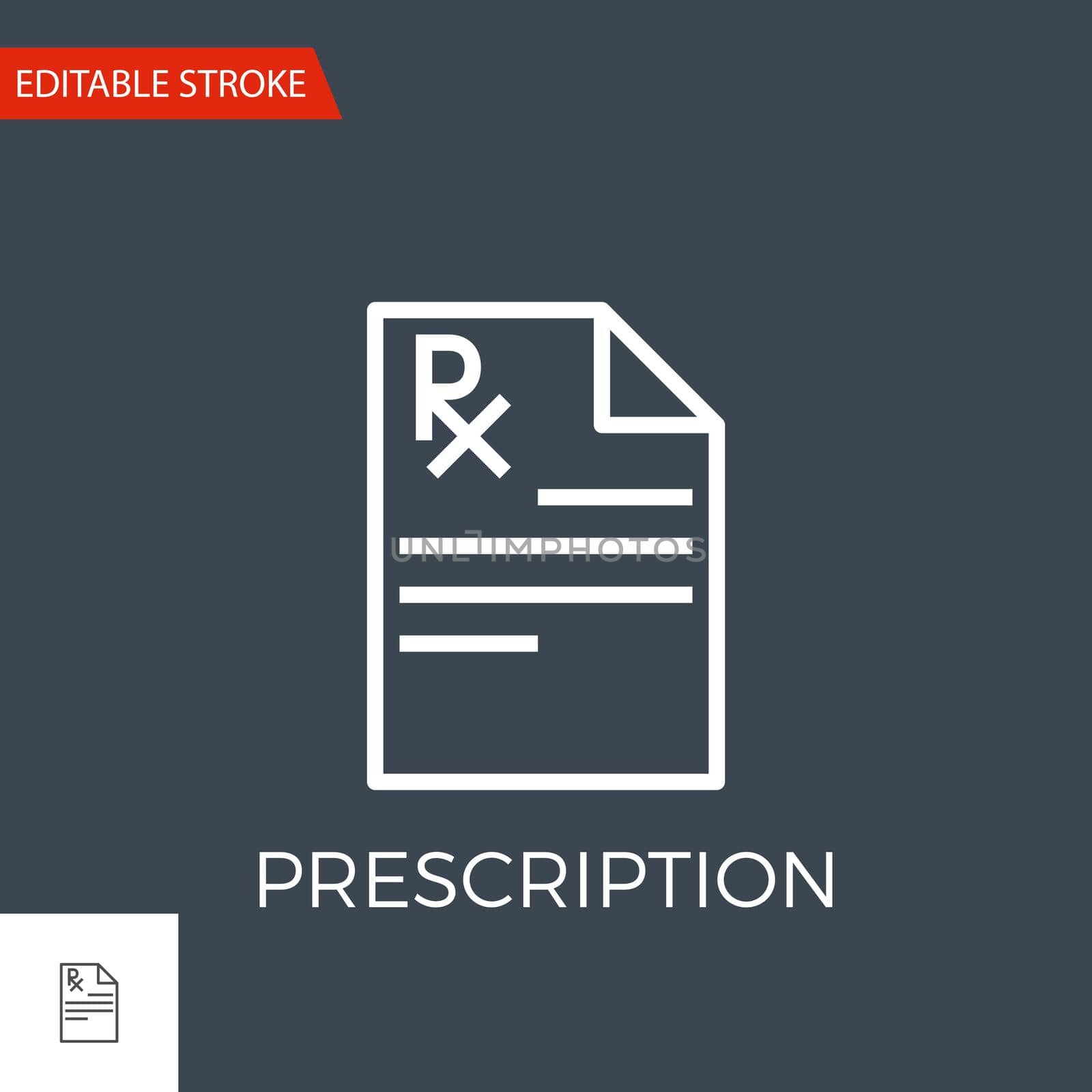 Prescription Thin Line Vector Icon. Flat Icon Isolated on the Black Background. Editable Stroke EPS file. Vector illustration.