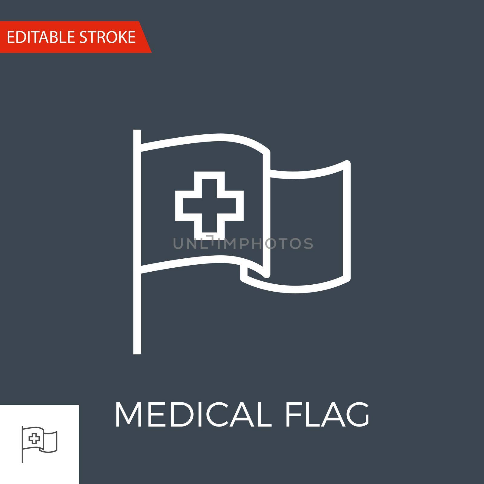 Medical Flag Thin Line Vector Icon. Flat Icon Isolated on the Black Background. Editable Stroke EPS file. Vector illustration.