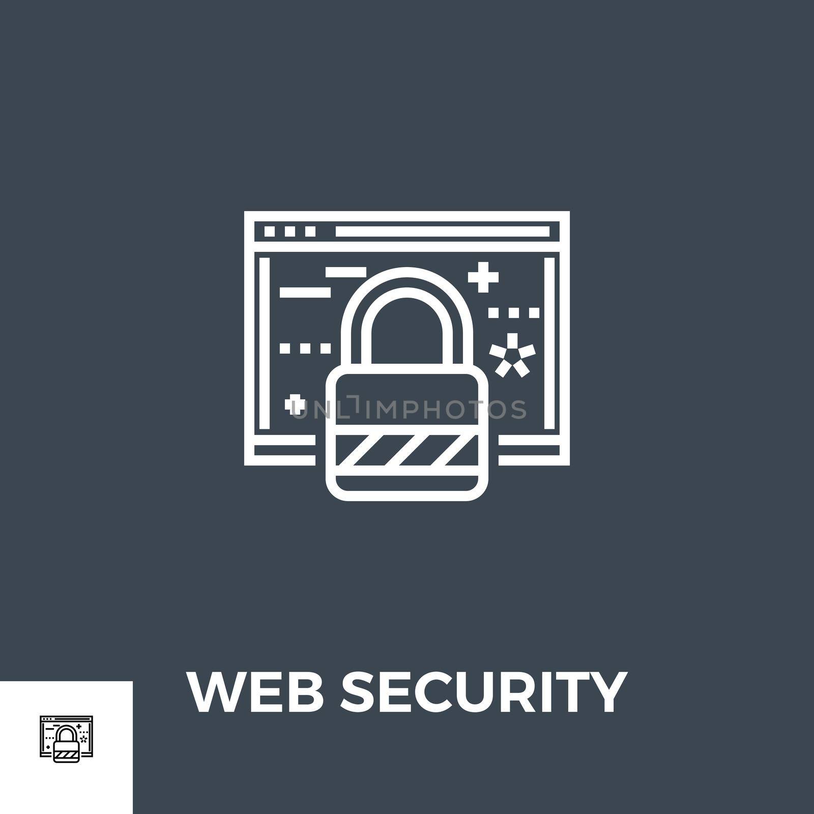 Web Security Related Vector Thin Line Icon. Isolated on Black Background. Vector Illustration.