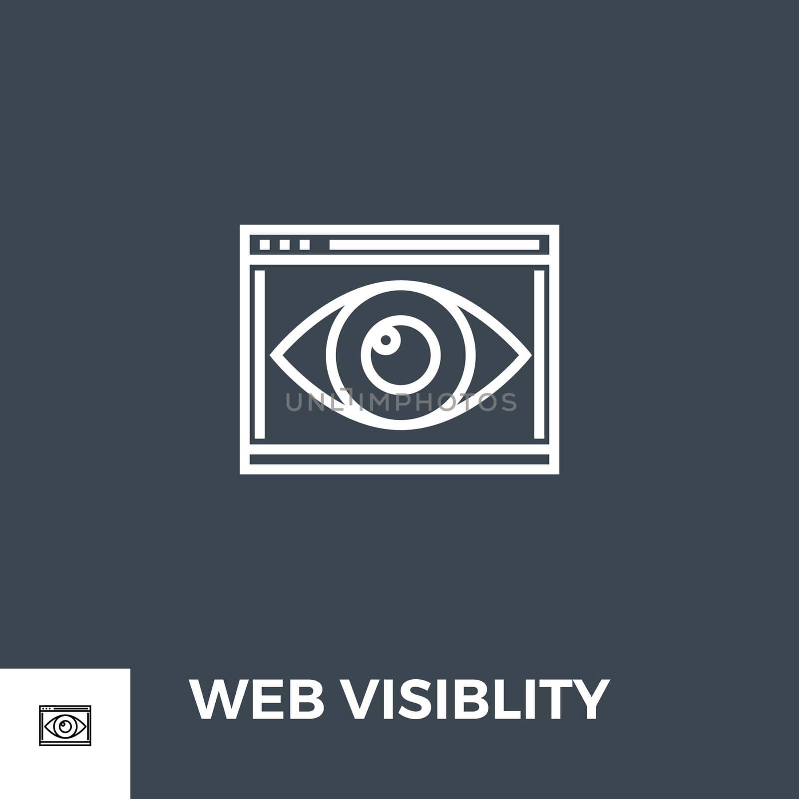 Web Visiblity Related Vector Thin Line Icon. Isolated on Black Background. Vector Illustration.