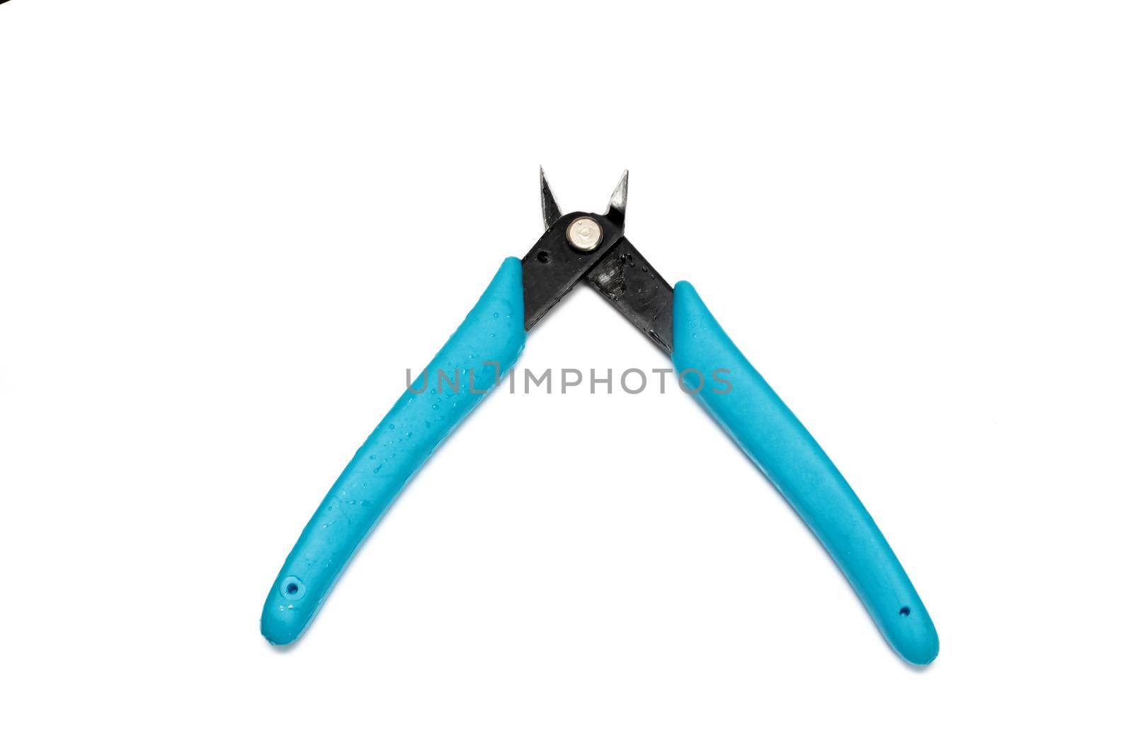 One blue tongs close up, isolate on a white background