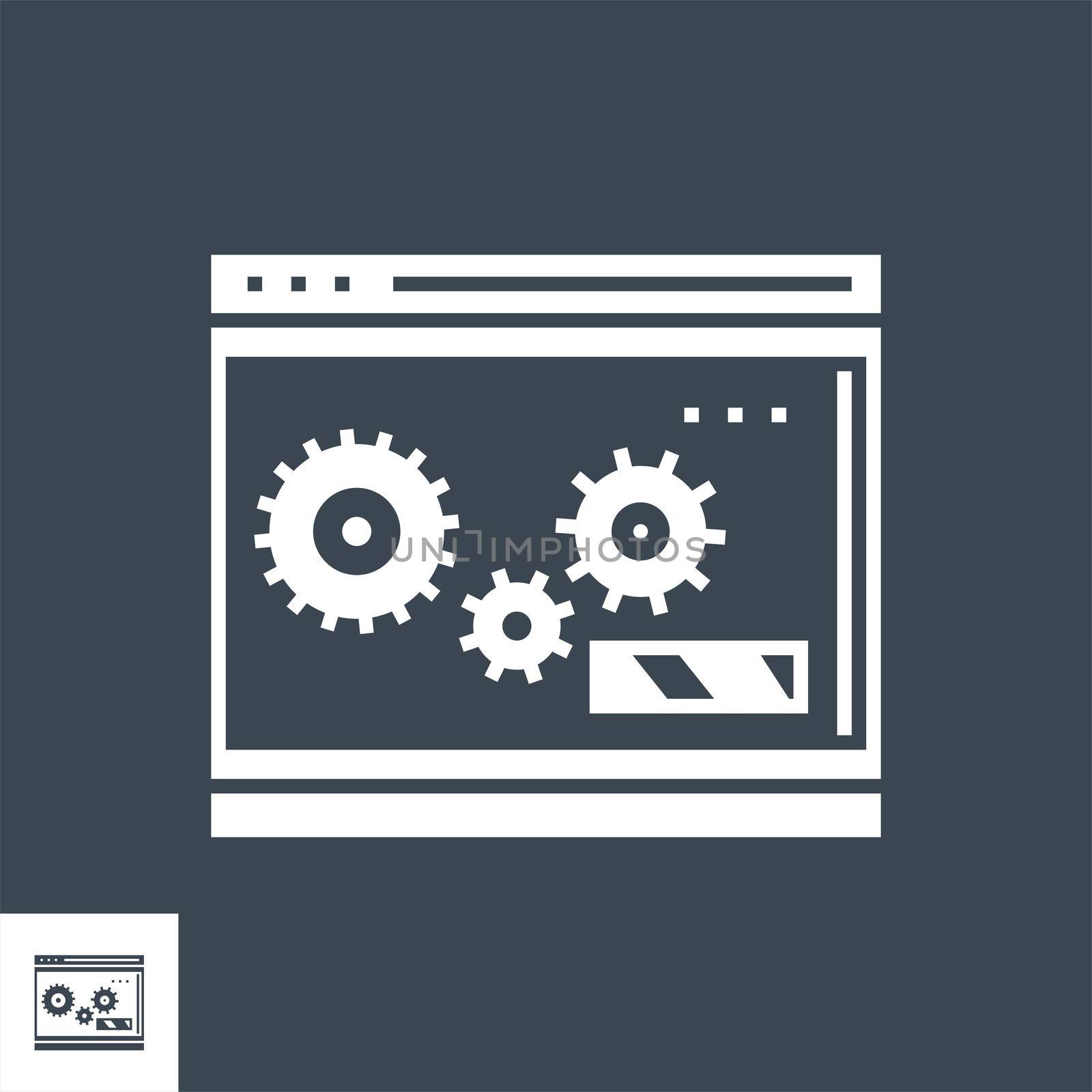 Website Optimization Related Vector Glyph Icon. Isolated on Black Background. Vector Illustration.