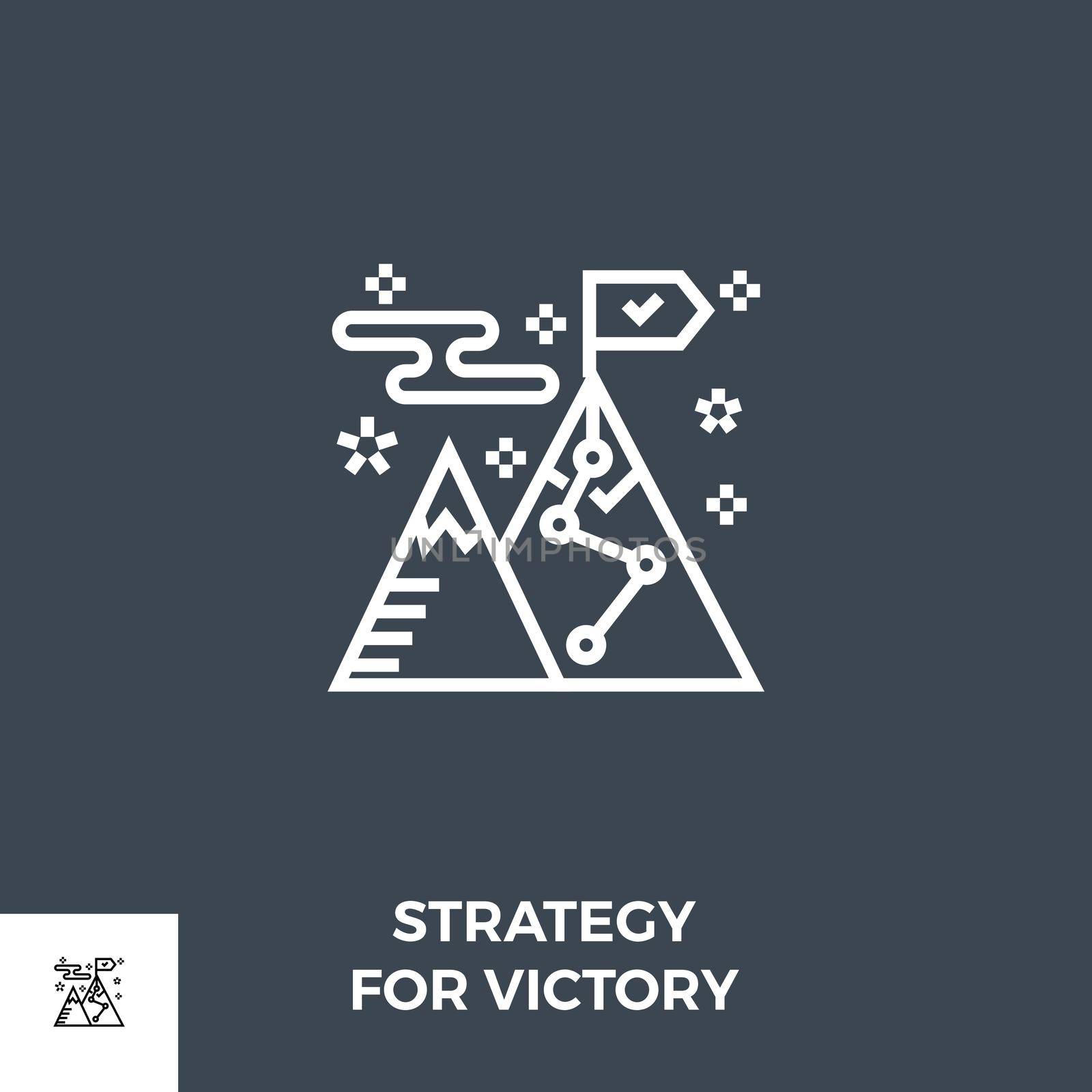 Strategy Related Vector Thin Line Icon. Isolated on Black Background. Editable Stroke. Vector Illustration.