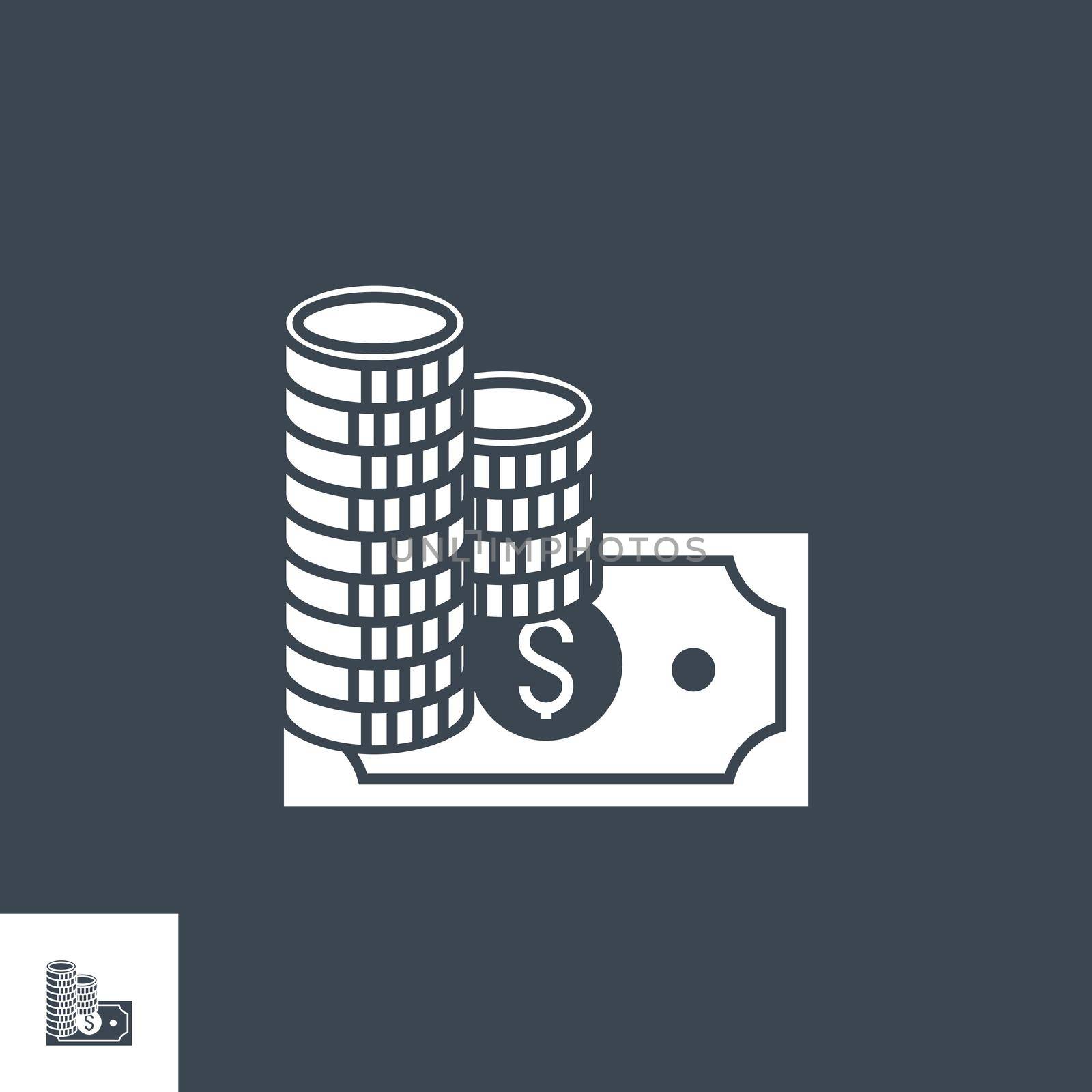 Salary related vector glyph icon. Isolated on black background. Vector illustration.