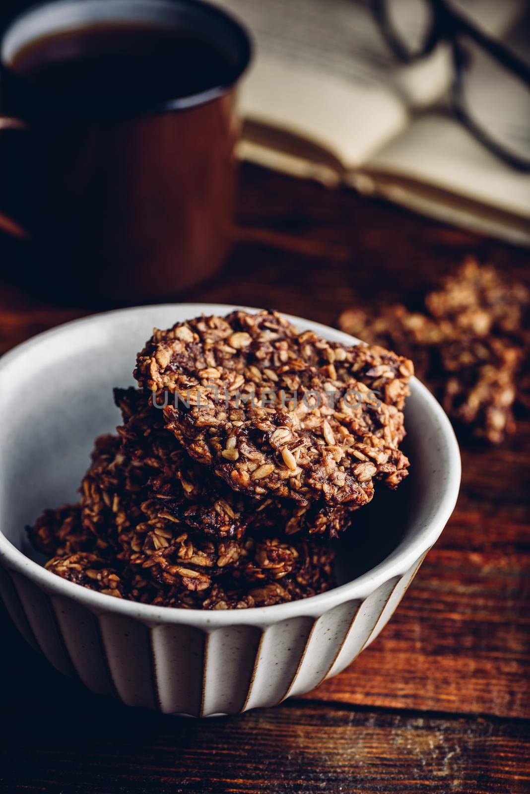 Banana oatmeal cookies with coffee by Seva_blsv