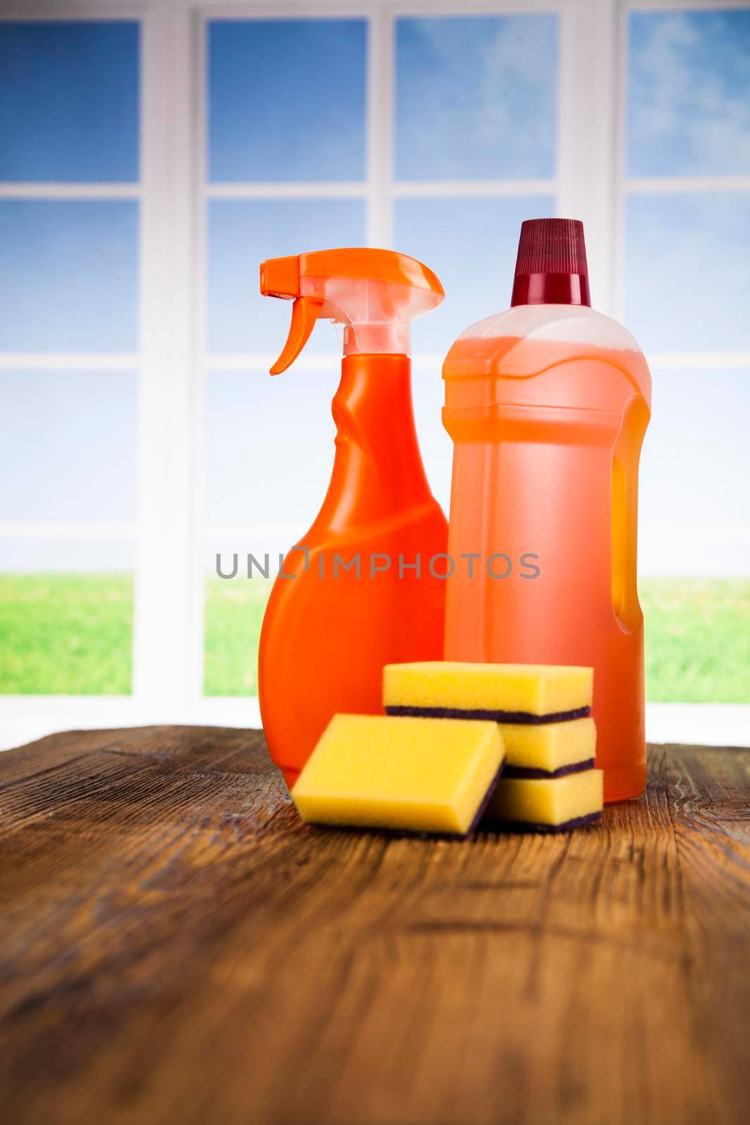 Group of assorted cleaning and window background