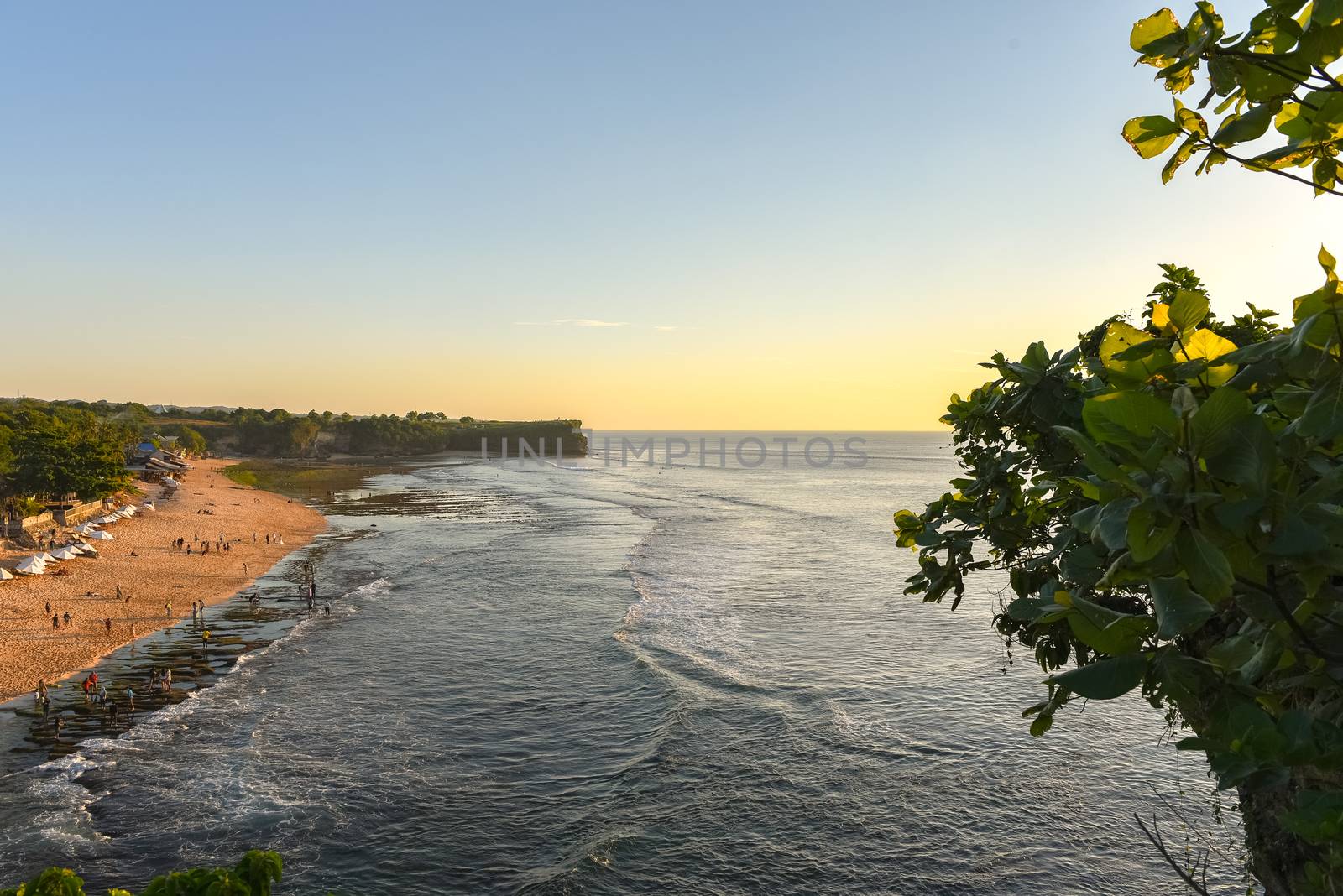 Magical sunset at Balangan beach, Bali in Indonesia.