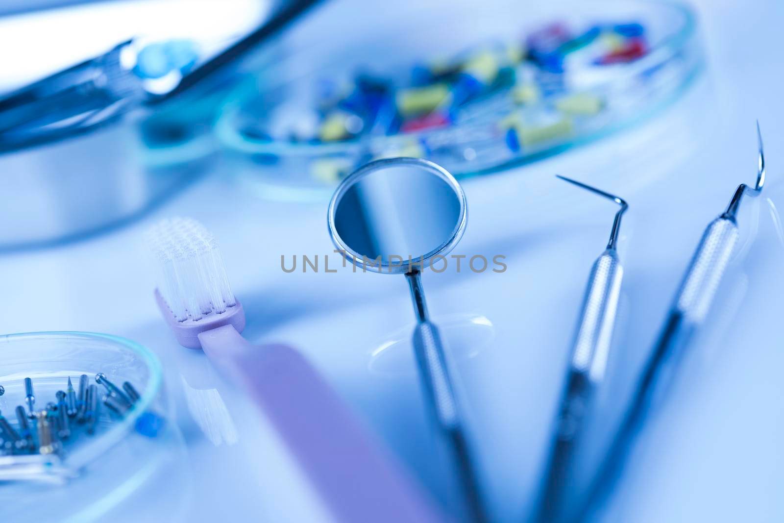 Set of dental instruments, health care