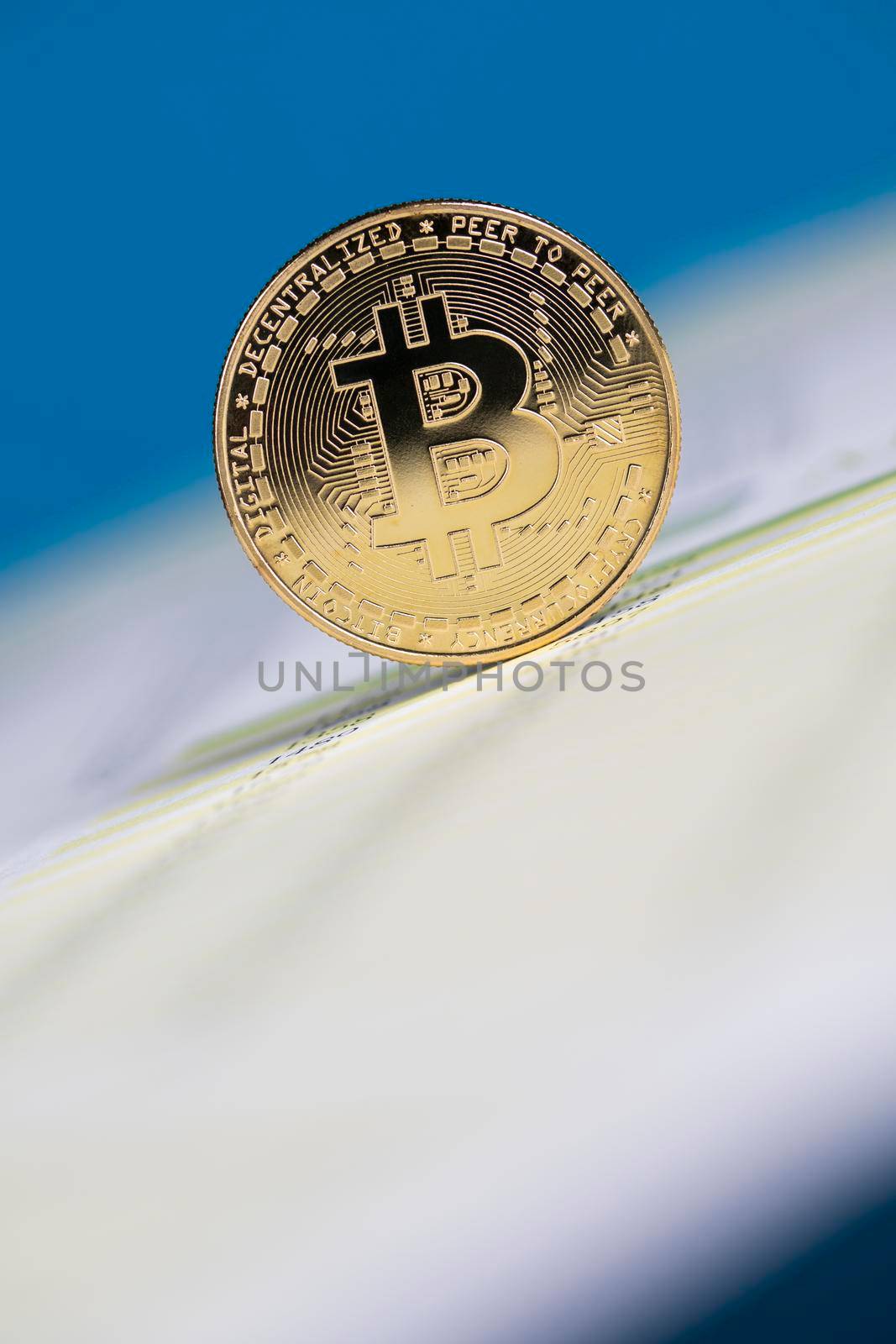 Gold Bitcoin Coin. Buisness and financial background by JanPietruszka