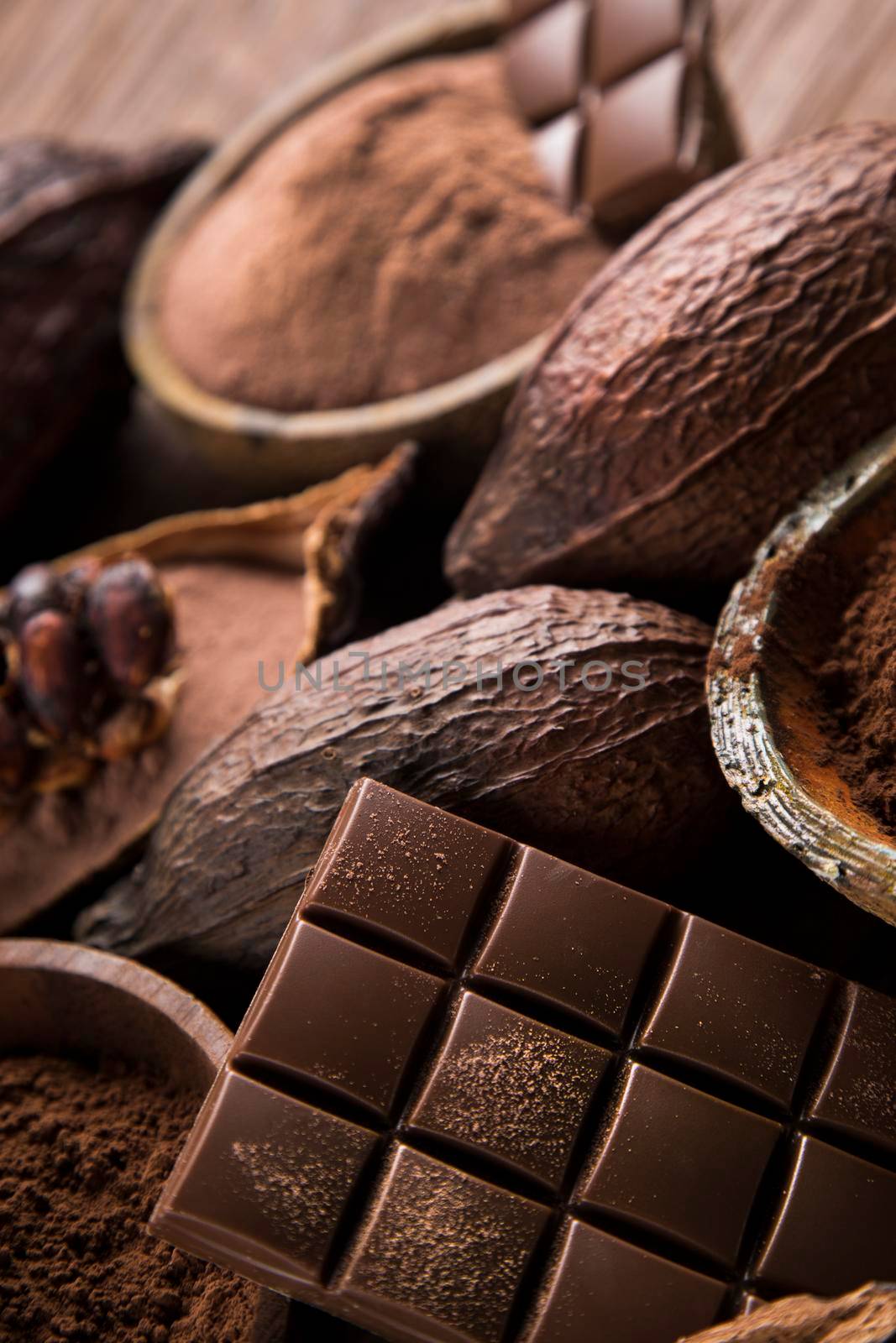 Assorted chocolate bar, candy sweet, cocoa pod by JanPietruszka