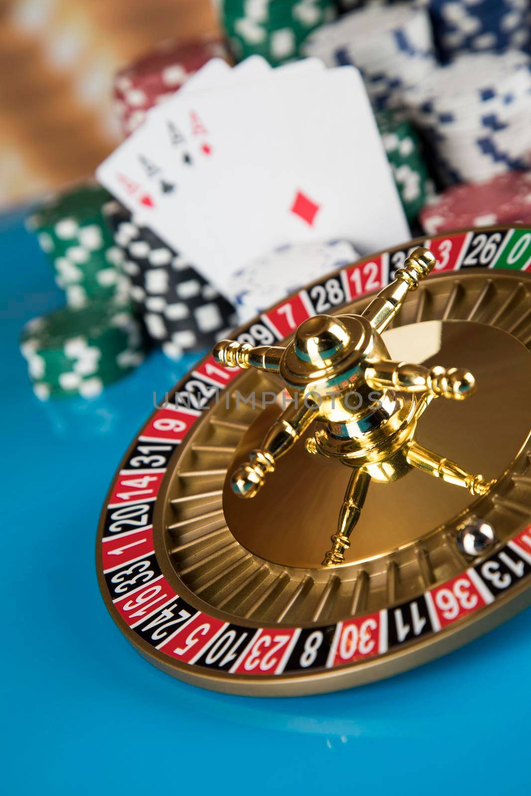 Casino roulette, running in a motion, Poker Chips by JanPietruszka