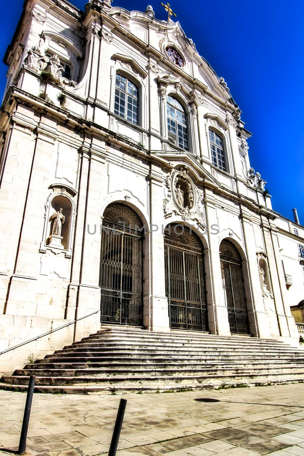 Beautiful Nossa Senhora Das Merces church facade in Lisbon