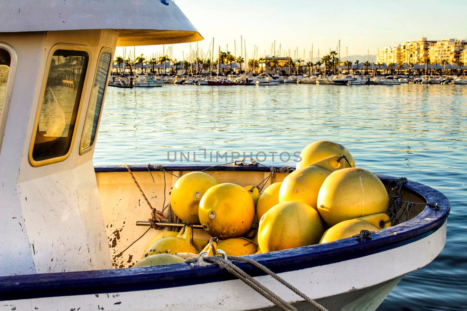 Fishing Boats moored in the port of Santa Pola, Alicante. Spain.