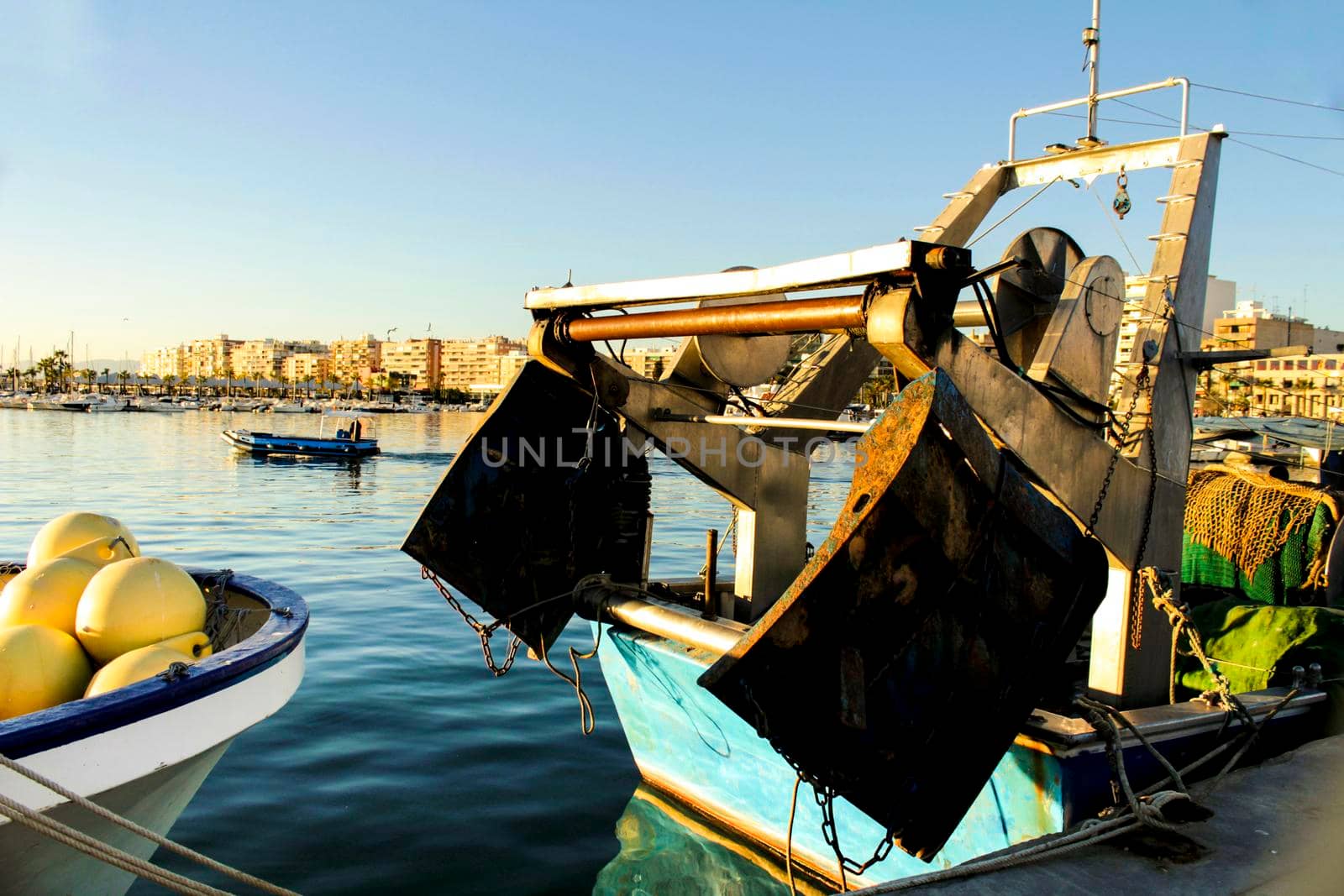 Fishing Boats moored in the port of Santa Pola, Alicante. Spain.