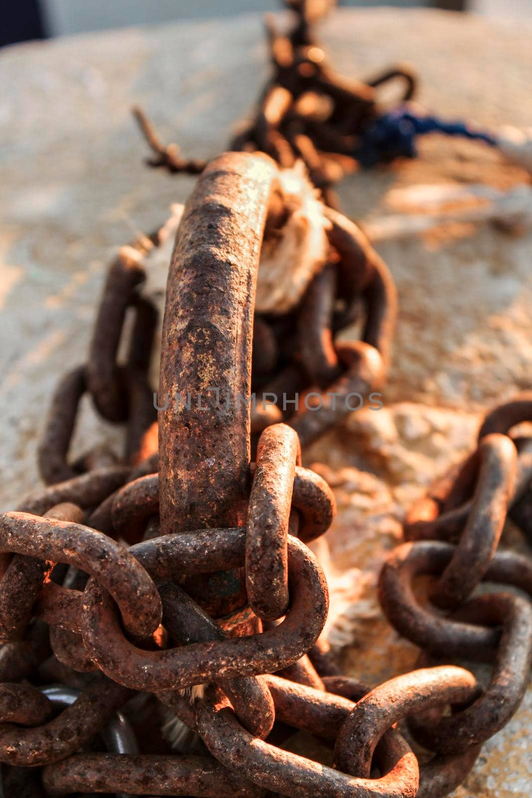Rusty chains in the dock in southern Spain