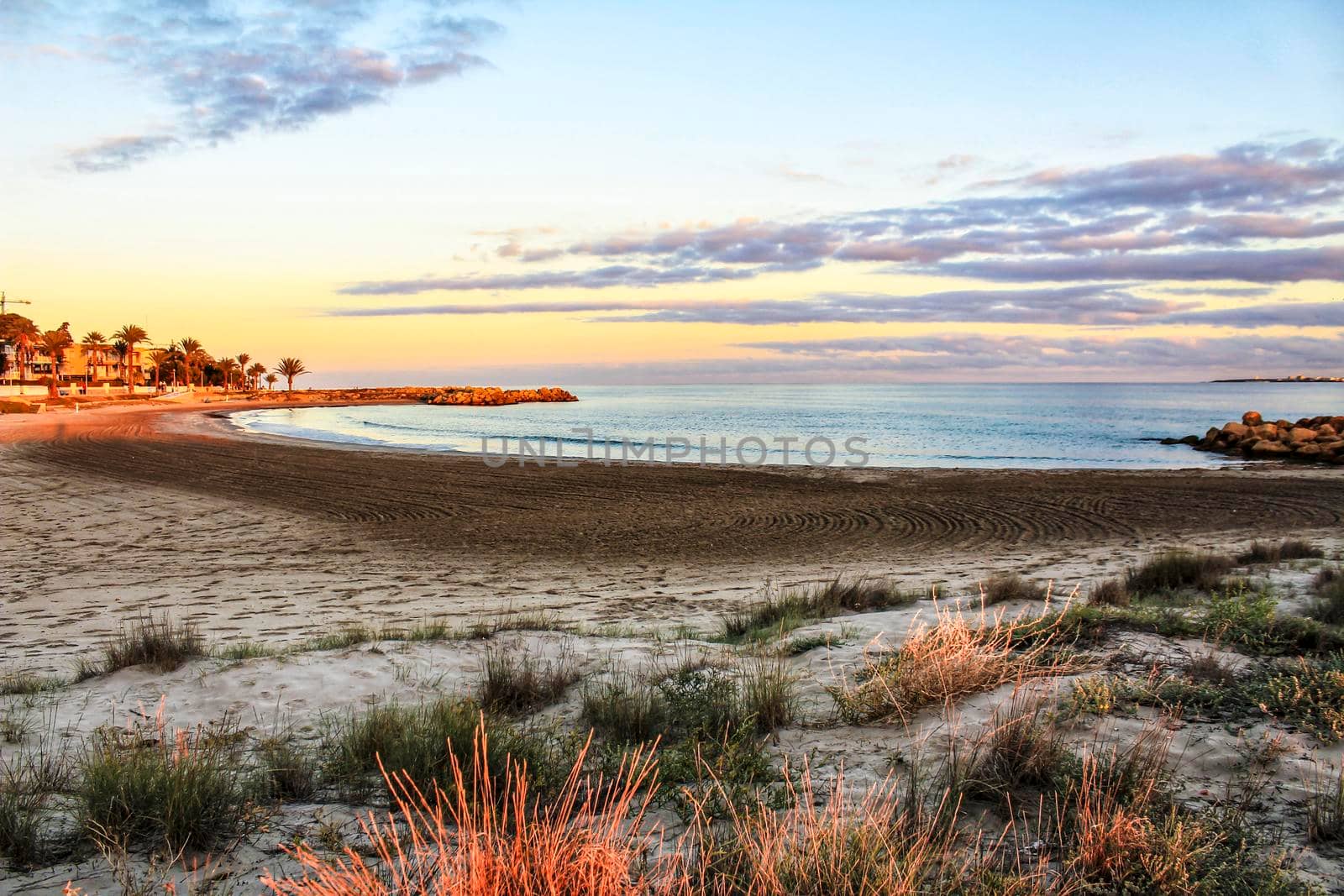 Sunset on the beach in Santa Pola, Alicante, Spain