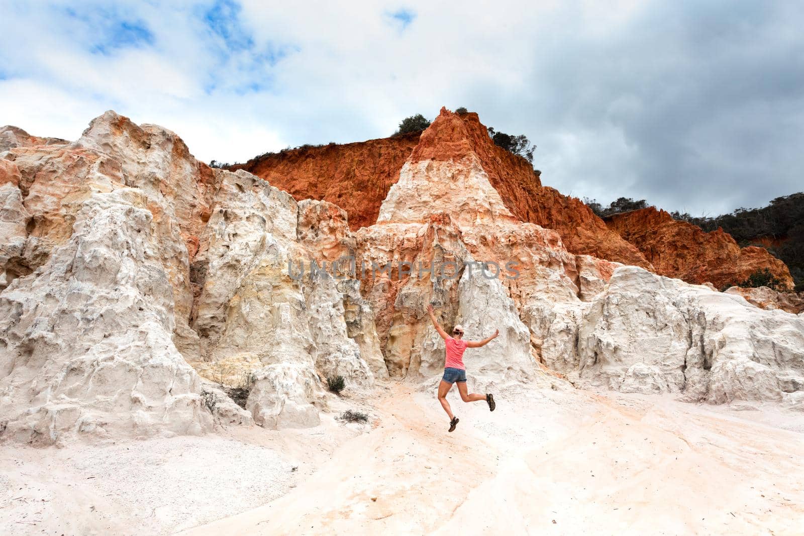 Red white and orange rock formations at Ben Boyd  Eden by lovleah